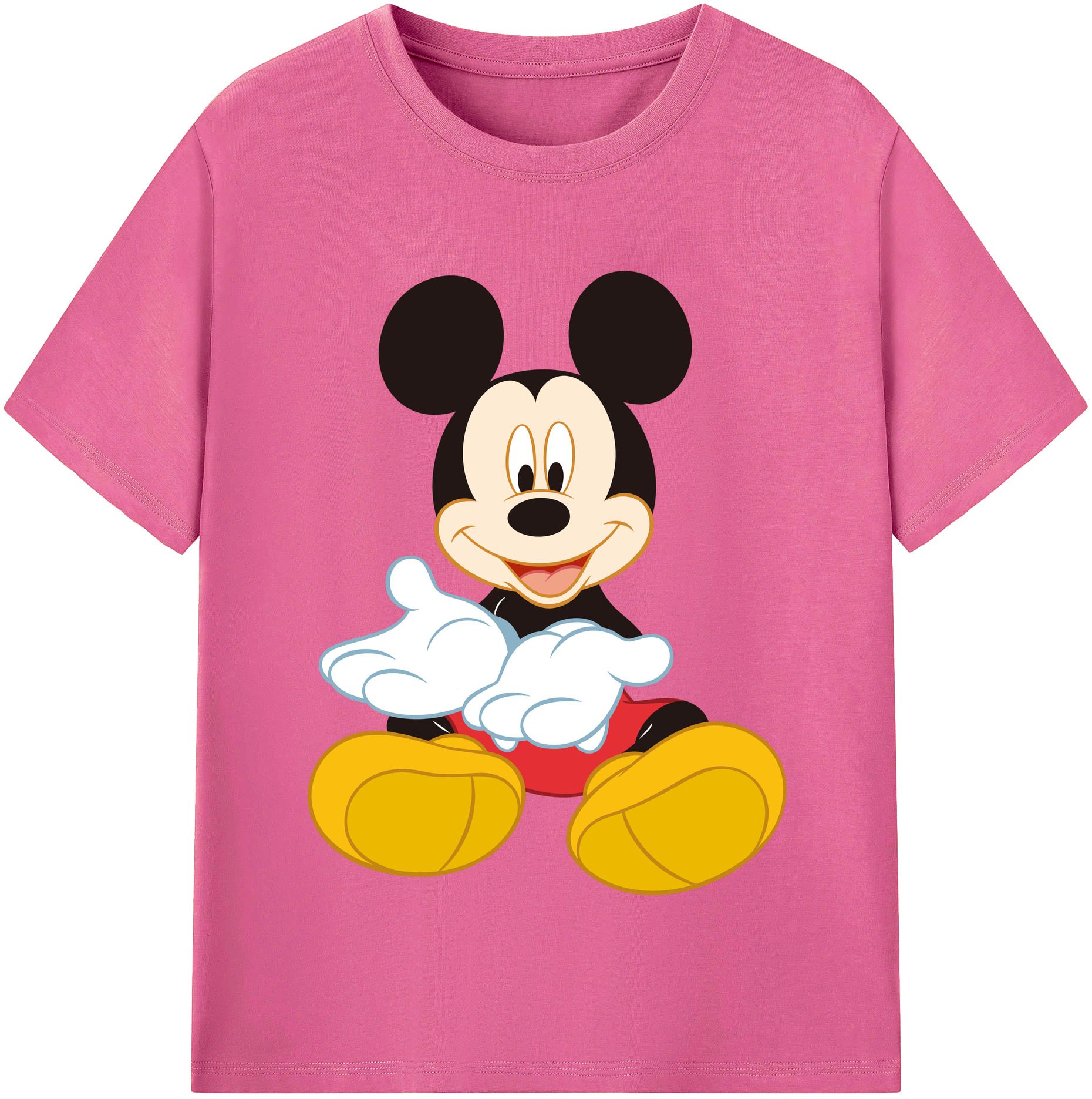 （画像用） ミッキーマウス Mickey Mouse レディースカジュアルプリントTシャツ（綿100％）