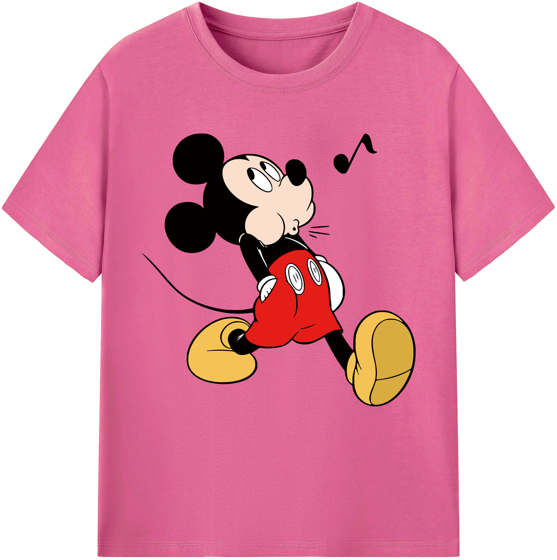 （画像用） ミッキーマウス Mickey Mouse レディースカジュアルプリントTシャツ（綿100％）