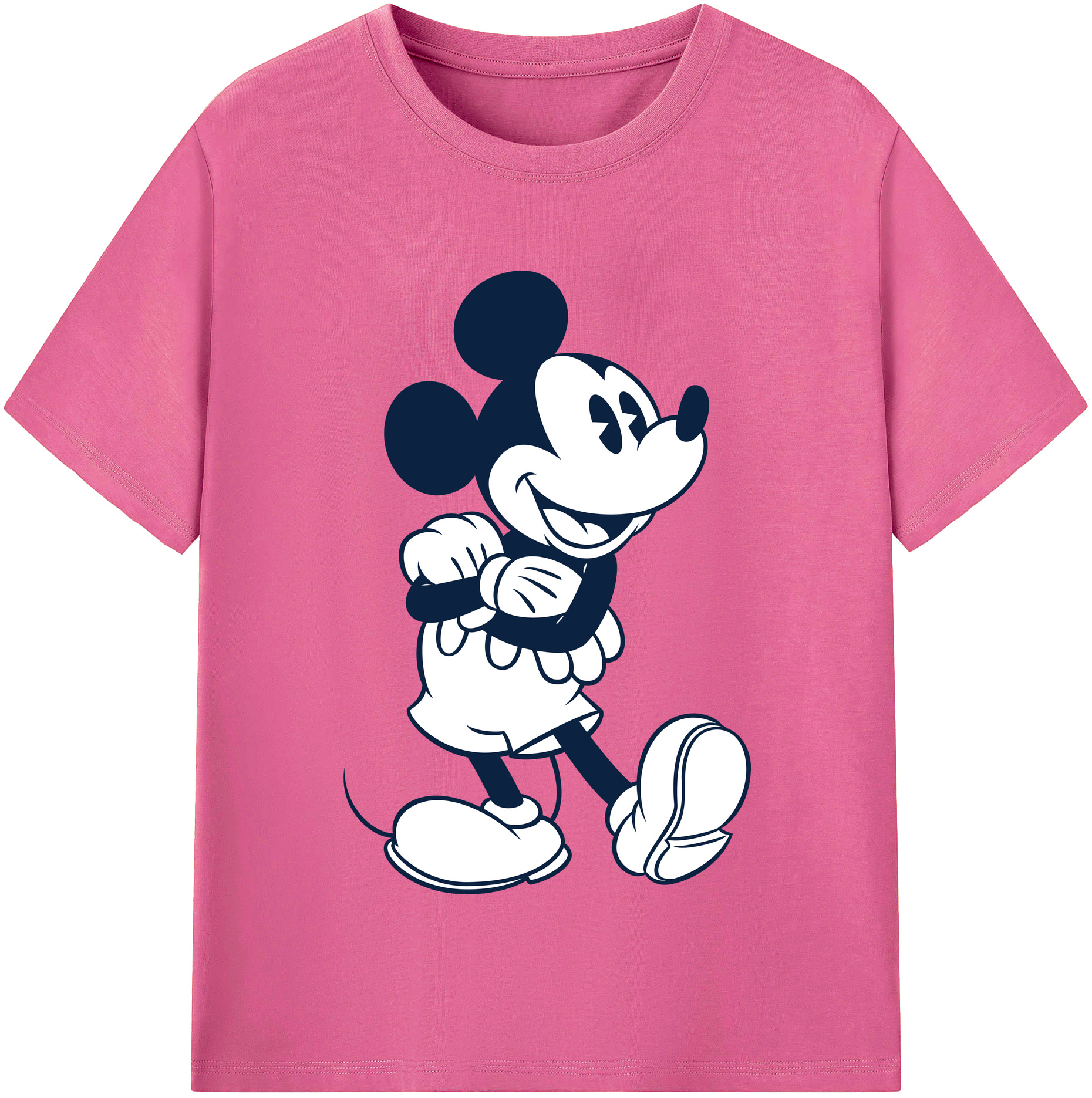 （画像用） ミッキーマウス Mickey Mouse レディースカジュアルプリントTシャツ（綿100％）