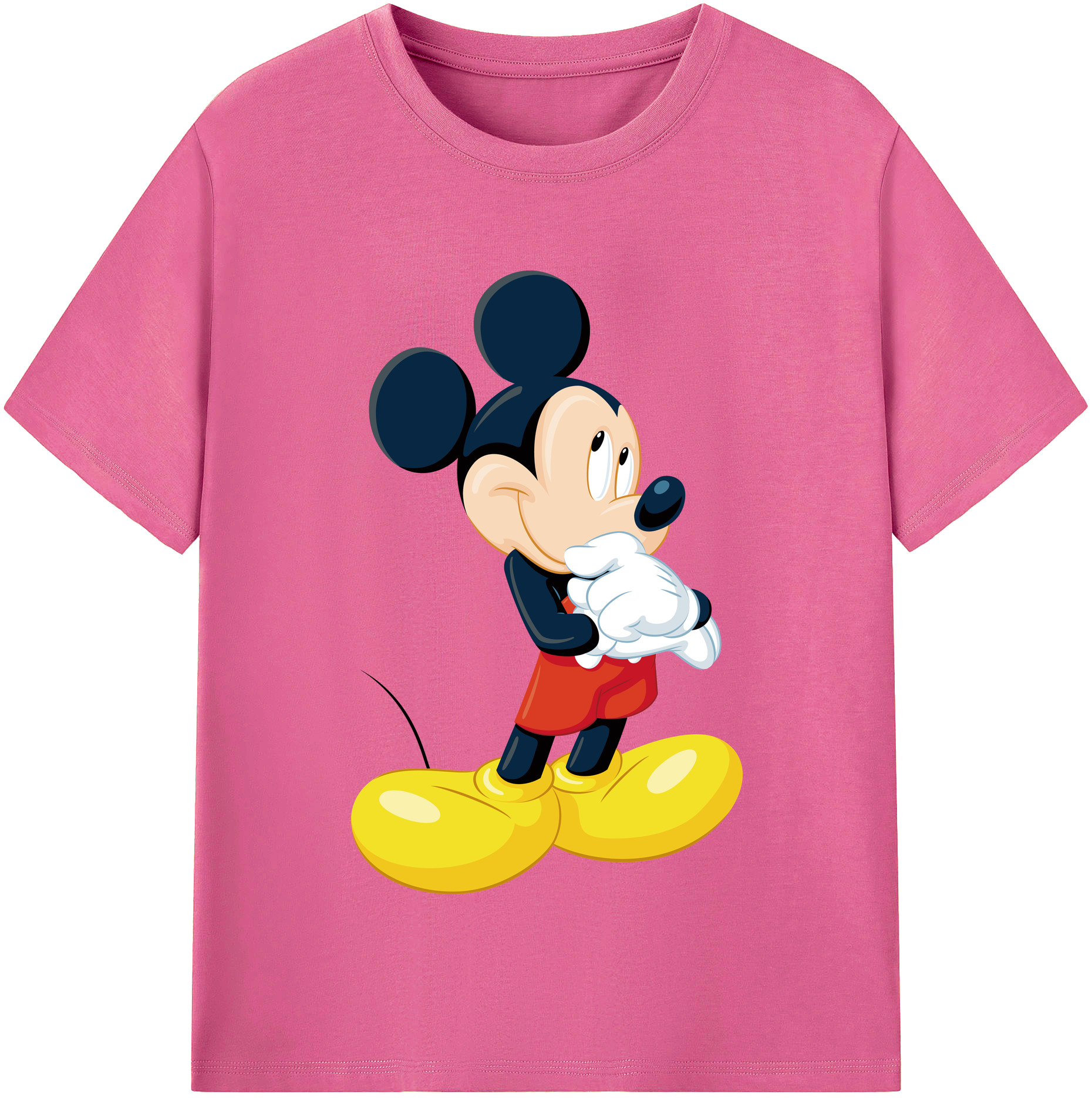 （画像用） ミッキーマウス Mickey Mouse レディースカジュアルプリントTシャツ（綿100％）