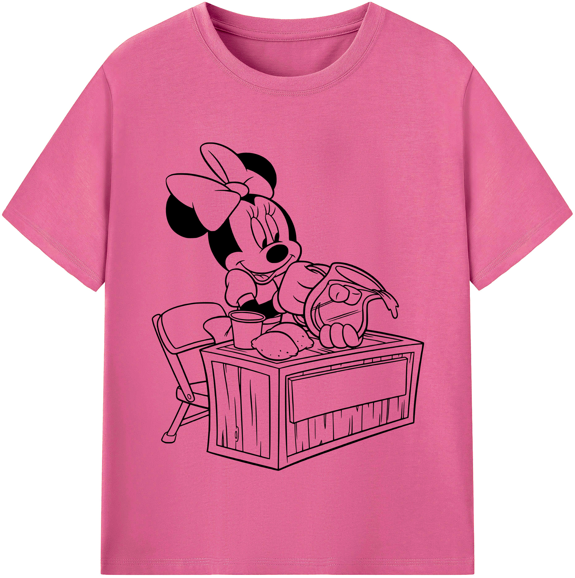 （画像用） ミッキーマウス Mickey Mouse レディースカジュアルプリントTシャツ（綿100％）