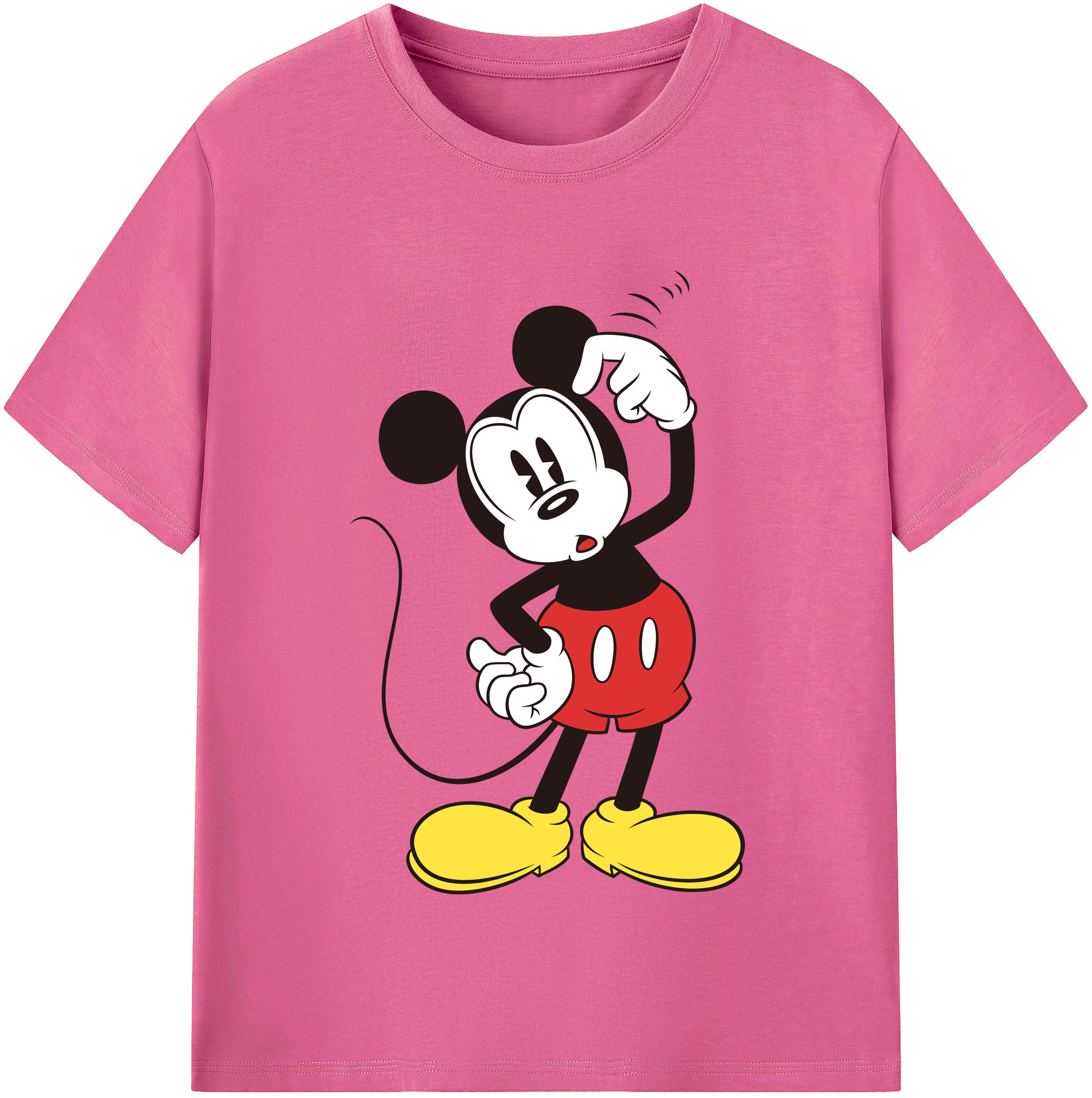 （画像用） ミッキーマウス Mickey Mouse レディースカジュアルプリントTシャツ（綿100％）