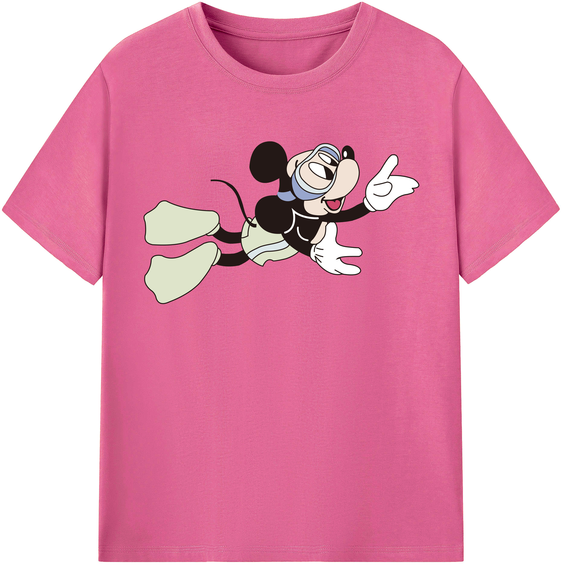 （画像用） ミッキーマウス Mickey Mouse レディースカジュアルプリントTシャツ（綿100％）