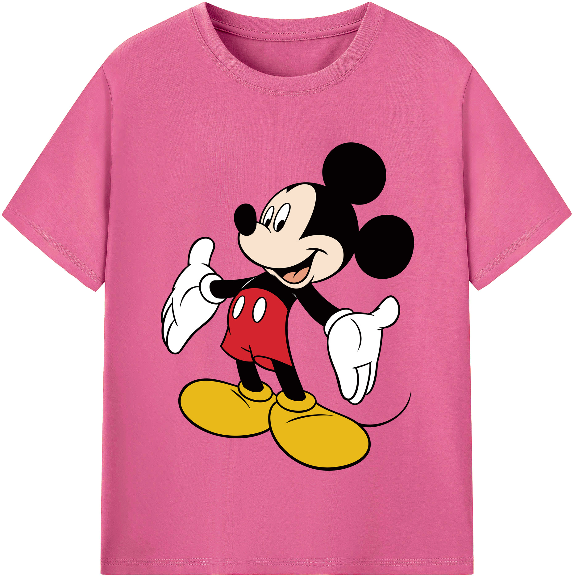 （画像用） ミッキーマウス Mickey Mouse レディースカジュアルプリントTシャツ（綿100％）