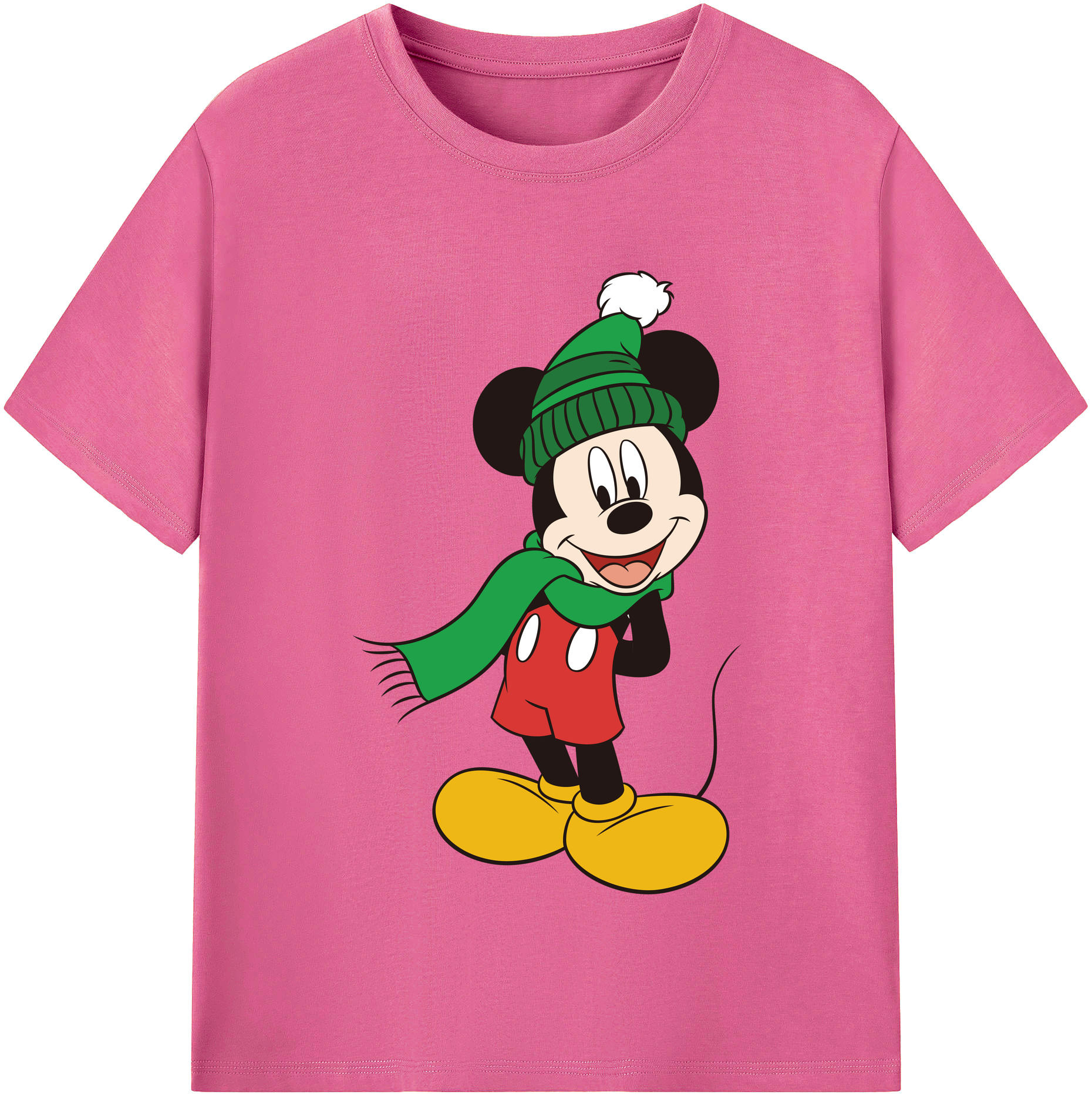 （画像用） ミッキーマウス Mickey Mouse レディースカジュアルプリントTシャツ（綿100％）