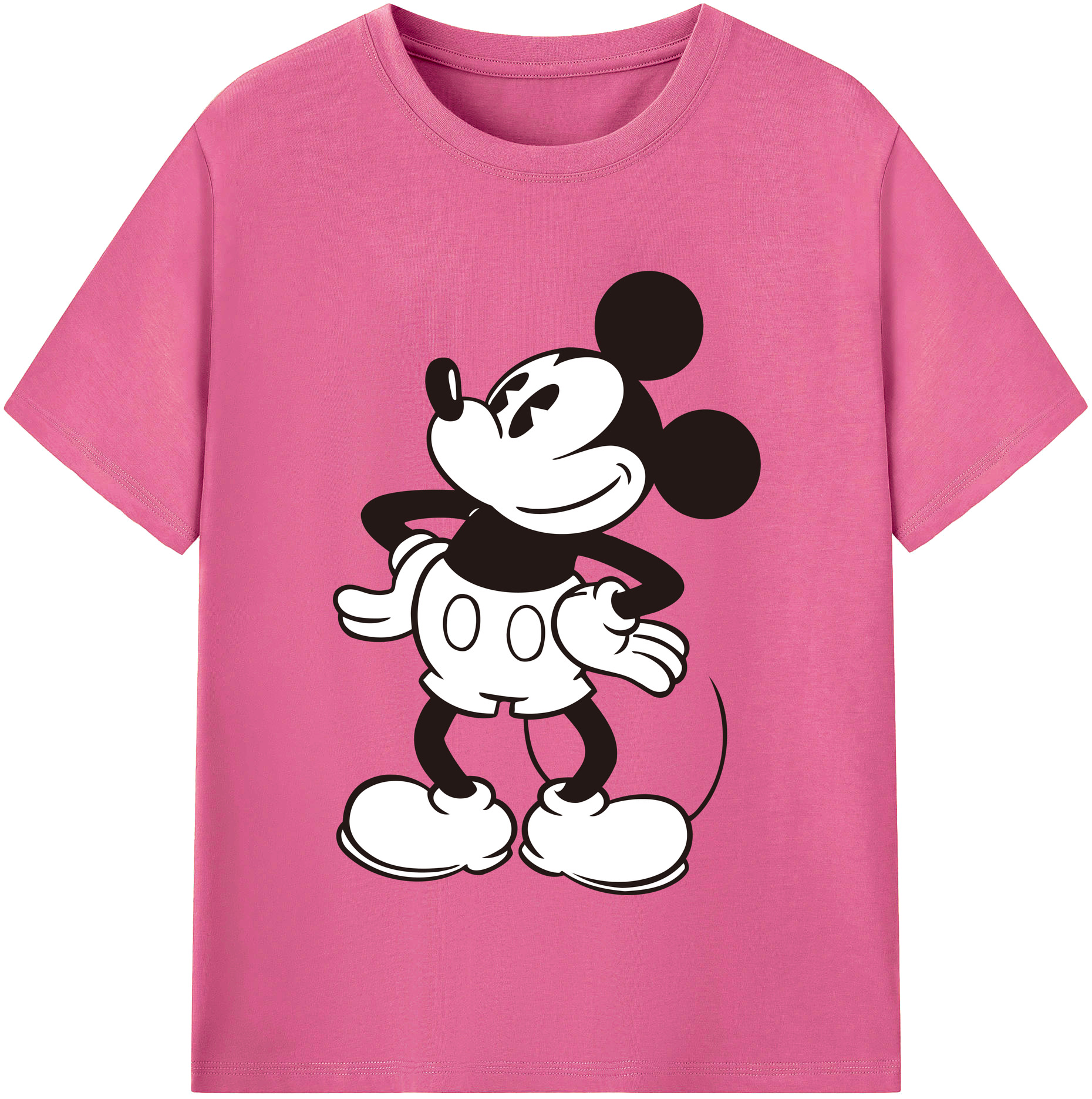 （画像用） ミッキーマウス Mickey Mouse レディースカジュアルプリントTシャツ（綿100％）