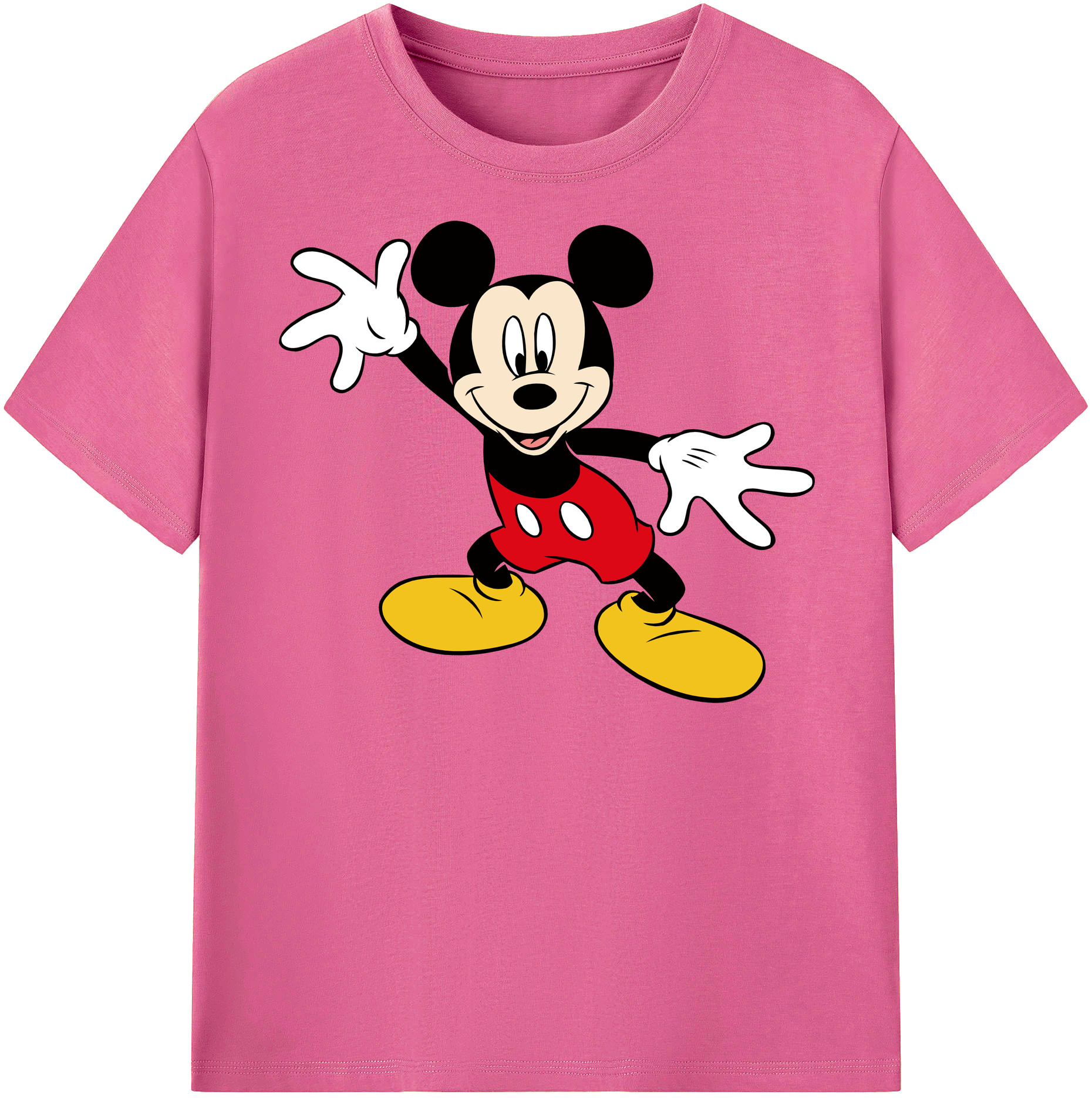 （画像用） ミッキーマウス Mickey Mouse レディースカジュアルプリントTシャツ（綿100％）