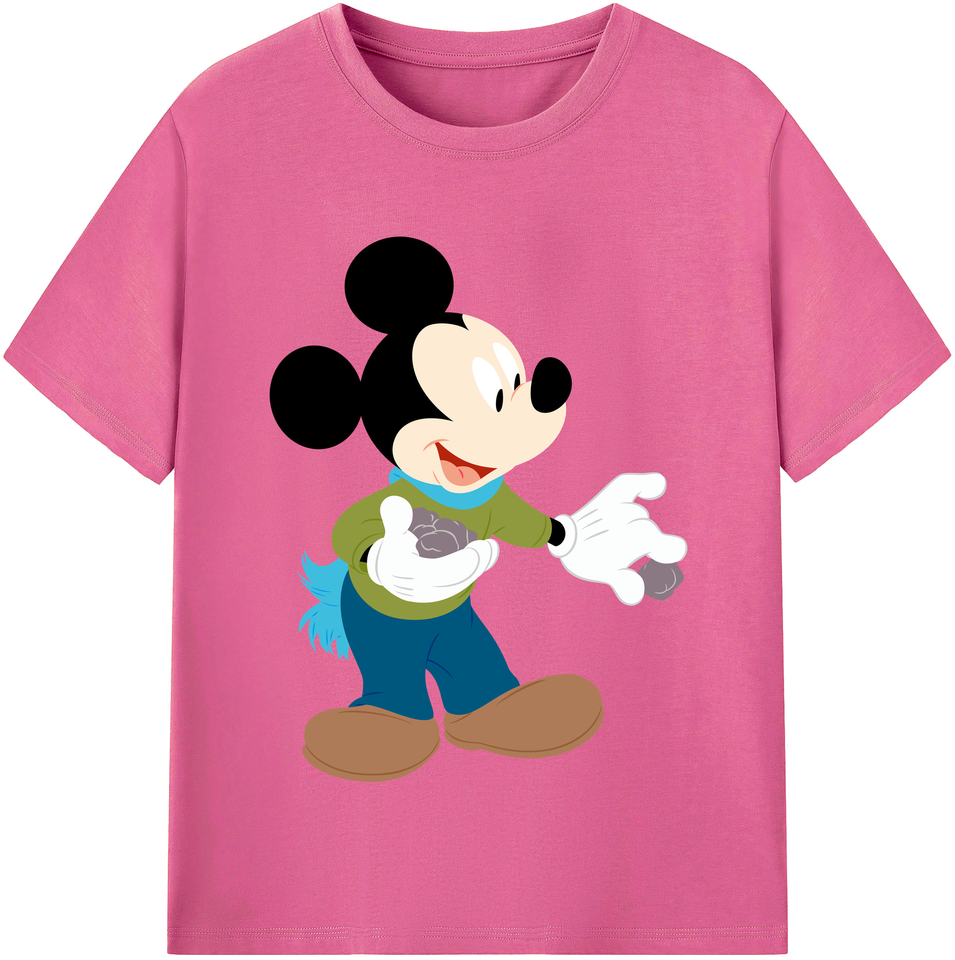 （画像用） ミッキーマウス Mickey Mouse レディースカジュアルプリントTシャツ（綿100％）