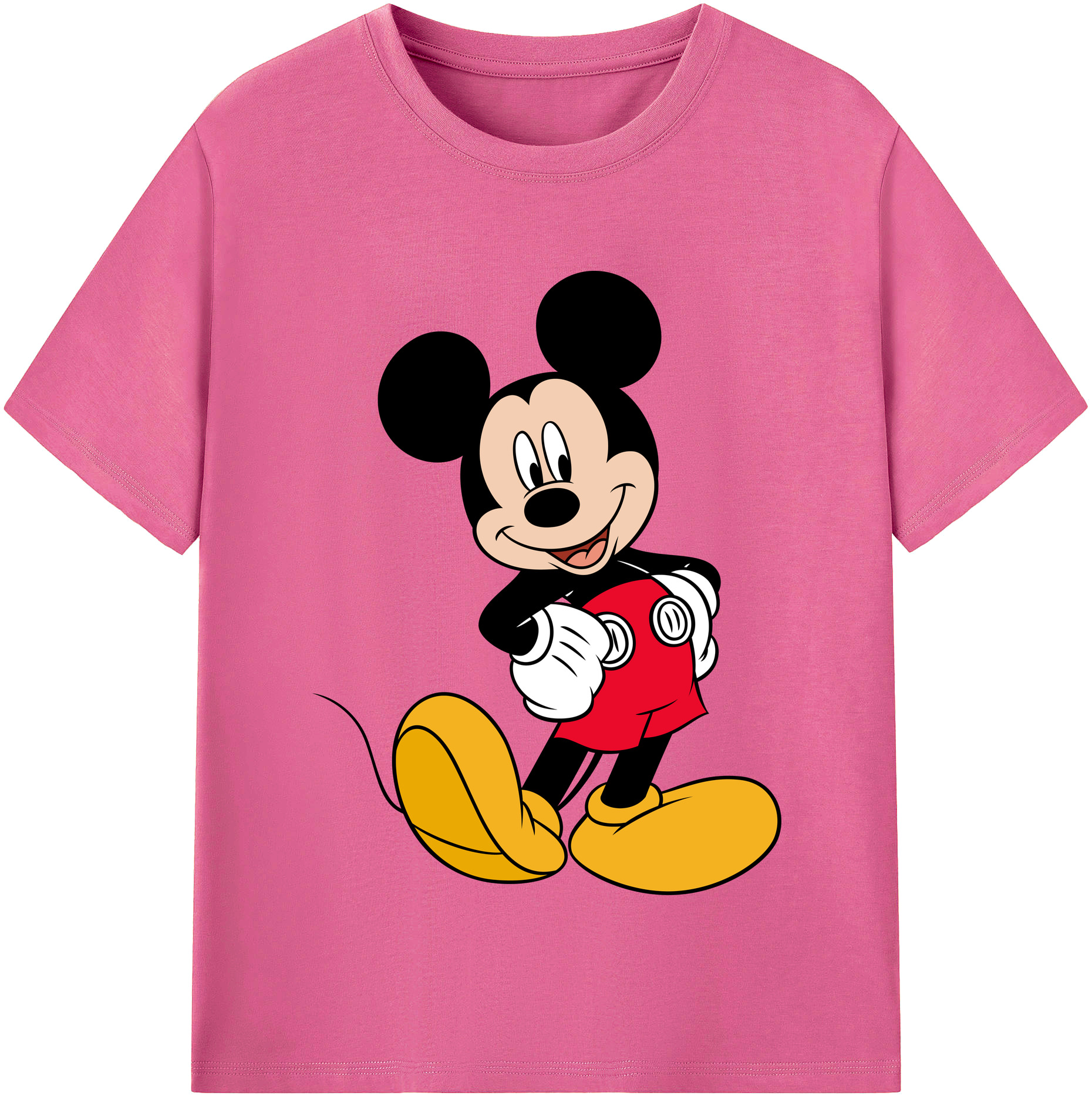 （画像用） ミッキーマウス Mickey Mouse レディースカジュアルプリントTシャツ（綿100％）