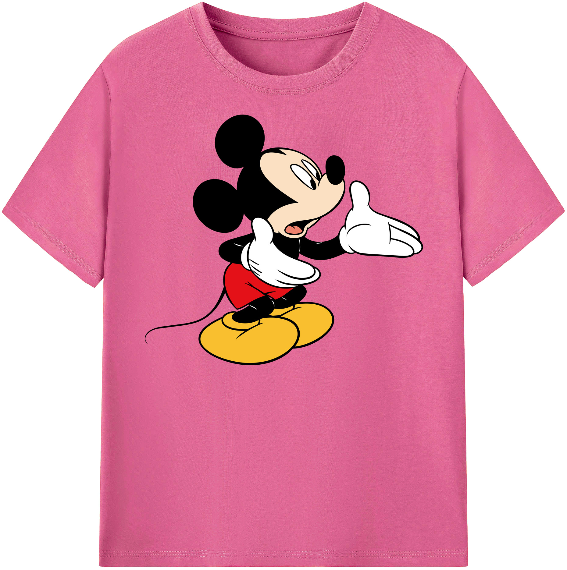 （画像用） ミッキーマウス Mickey Mouse レディースカジュアルプリントTシャツ（綿100％）
