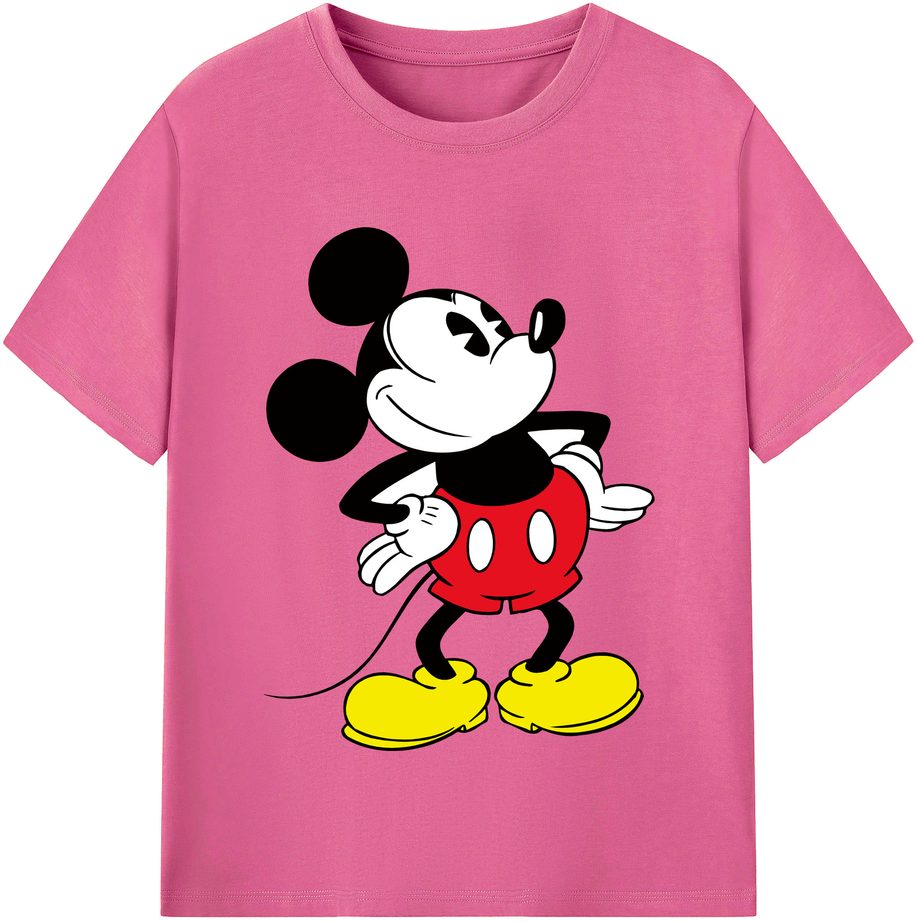（画像用） ミッキーマウス Mickey Mouse レディースカジュアルプリントTシャツ（綿100％）