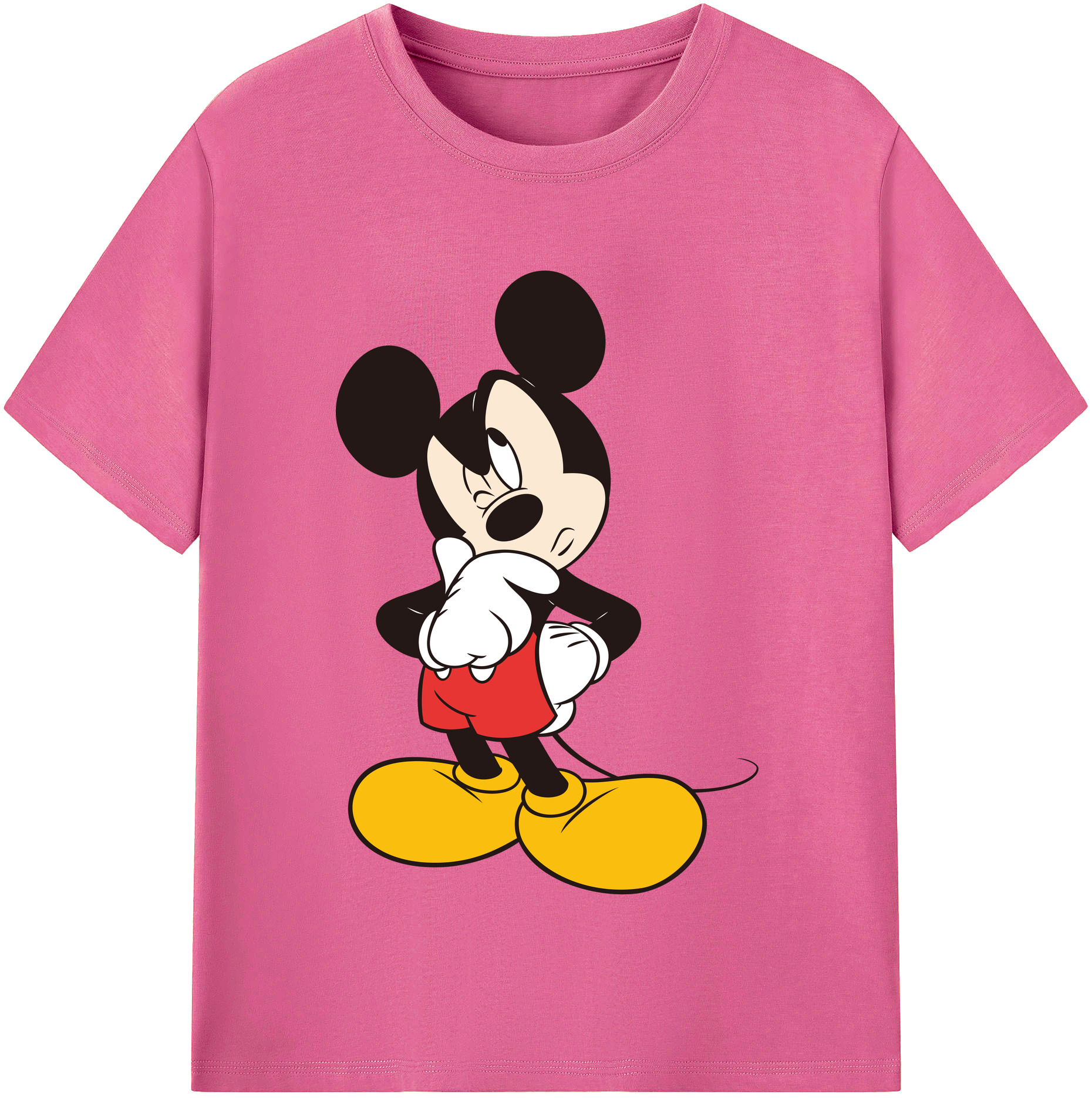 （画像用） ミッキーマウス Mickey Mouse レディースカジュアルプリントTシャツ（綿100％）