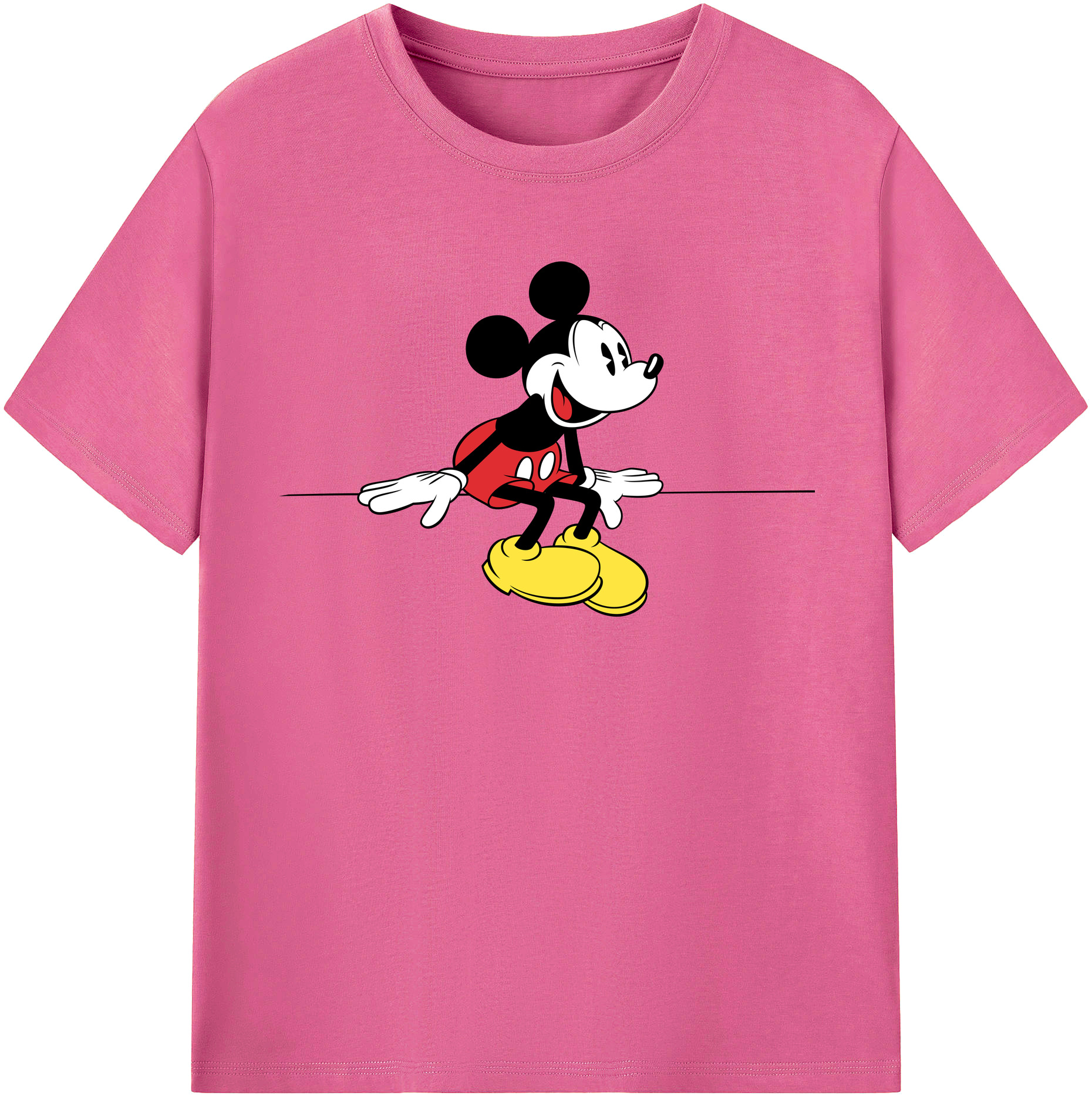 （画像用） ミッキーマウス Mickey Mouse レディースカジュアルプリントTシャツ（綿100％）