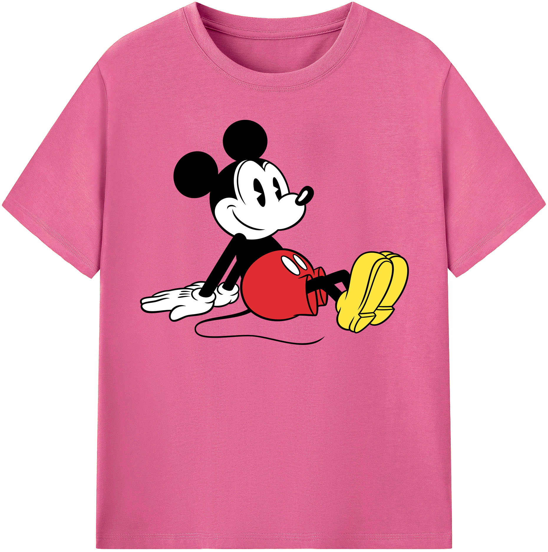 （画像用） ミッキーマウス Mickey Mouse レディースカジュアルプリントTシャツ（綿100％）