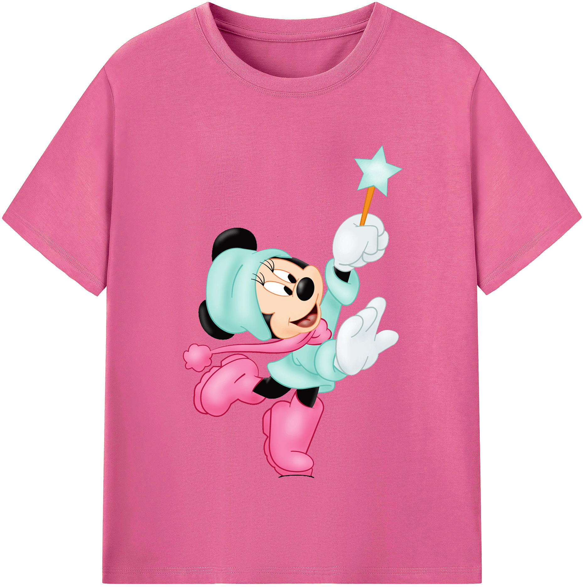 （画像用） ミッキーマウス Mickey Mouse レディースカジュアルプリントTシャツ（綿100％）