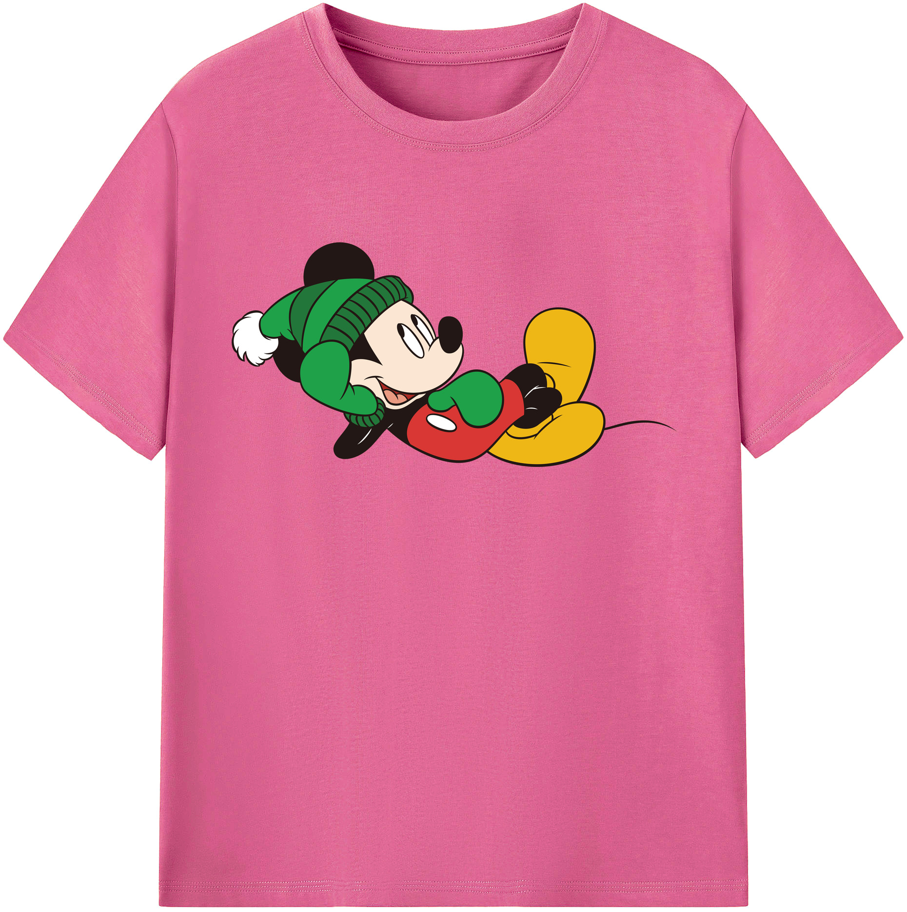（画像用） ミッキーマウス Mickey Mouse レディースカジュアルプリントTシャツ（綿100％）