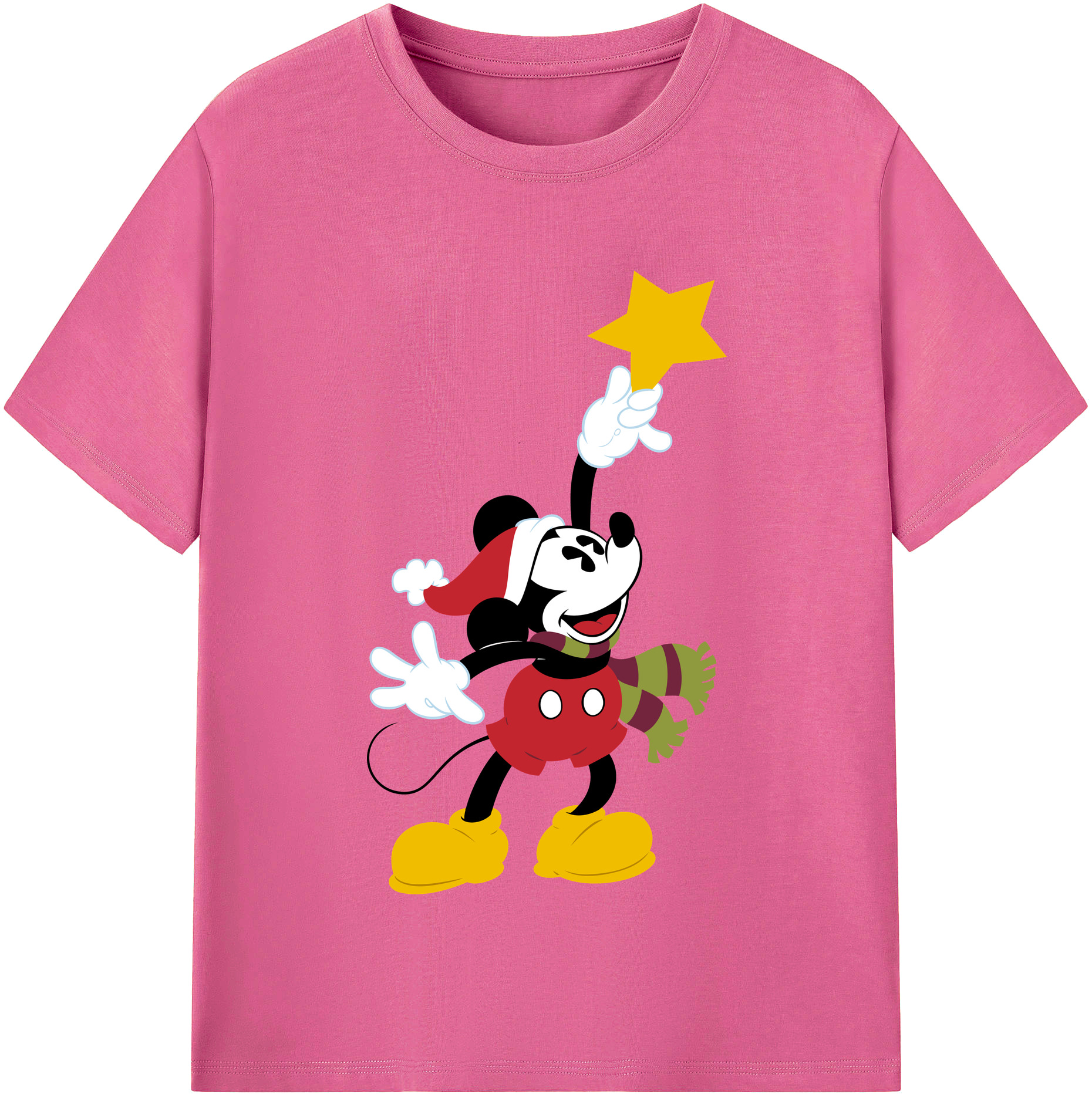 （画像用） ミッキーマウス Mickey Mouse レディースカジュアルプリントTシャツ（綿100％）