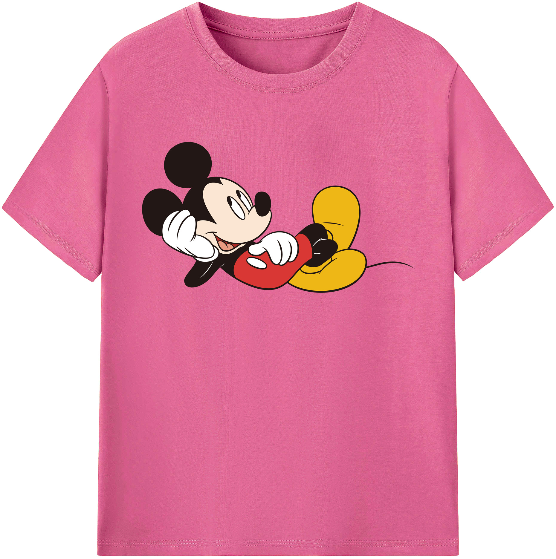 （画像用） ミッキーマウス Mickey Mouse レディースカジュアルプリントTシャツ（綿100％）