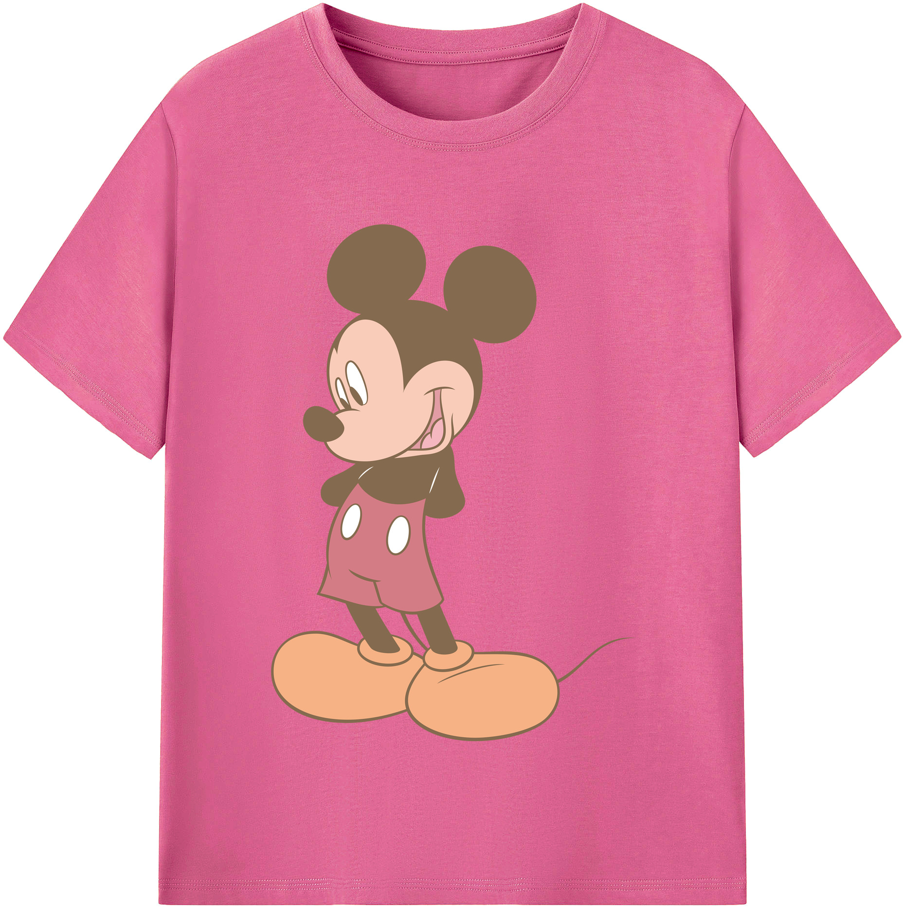 （画像用） ミッキーマウス Mickey Mouse レディースカジュアルプリントTシャツ（綿100％）