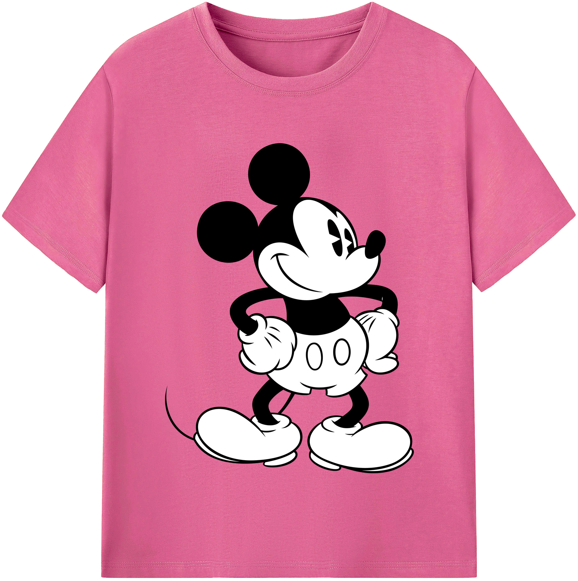 （画像用） ミッキーマウス Mickey Mouse レディースカジュアルプリントTシャツ（綿100％）