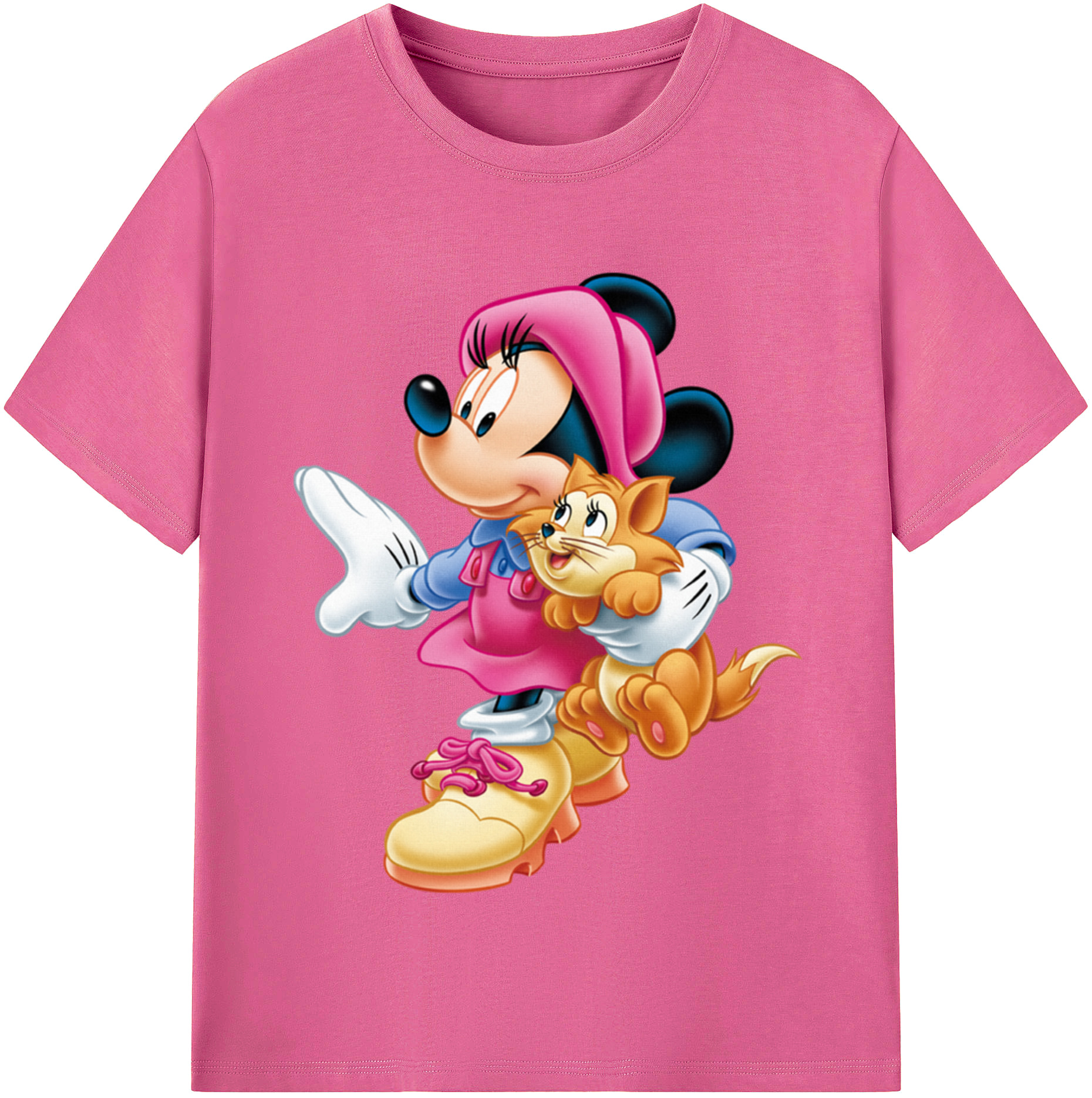 （画像用） ミッキーマウス Mickey Mouse レディースカジュアルプリントTシャツ（綿100％）