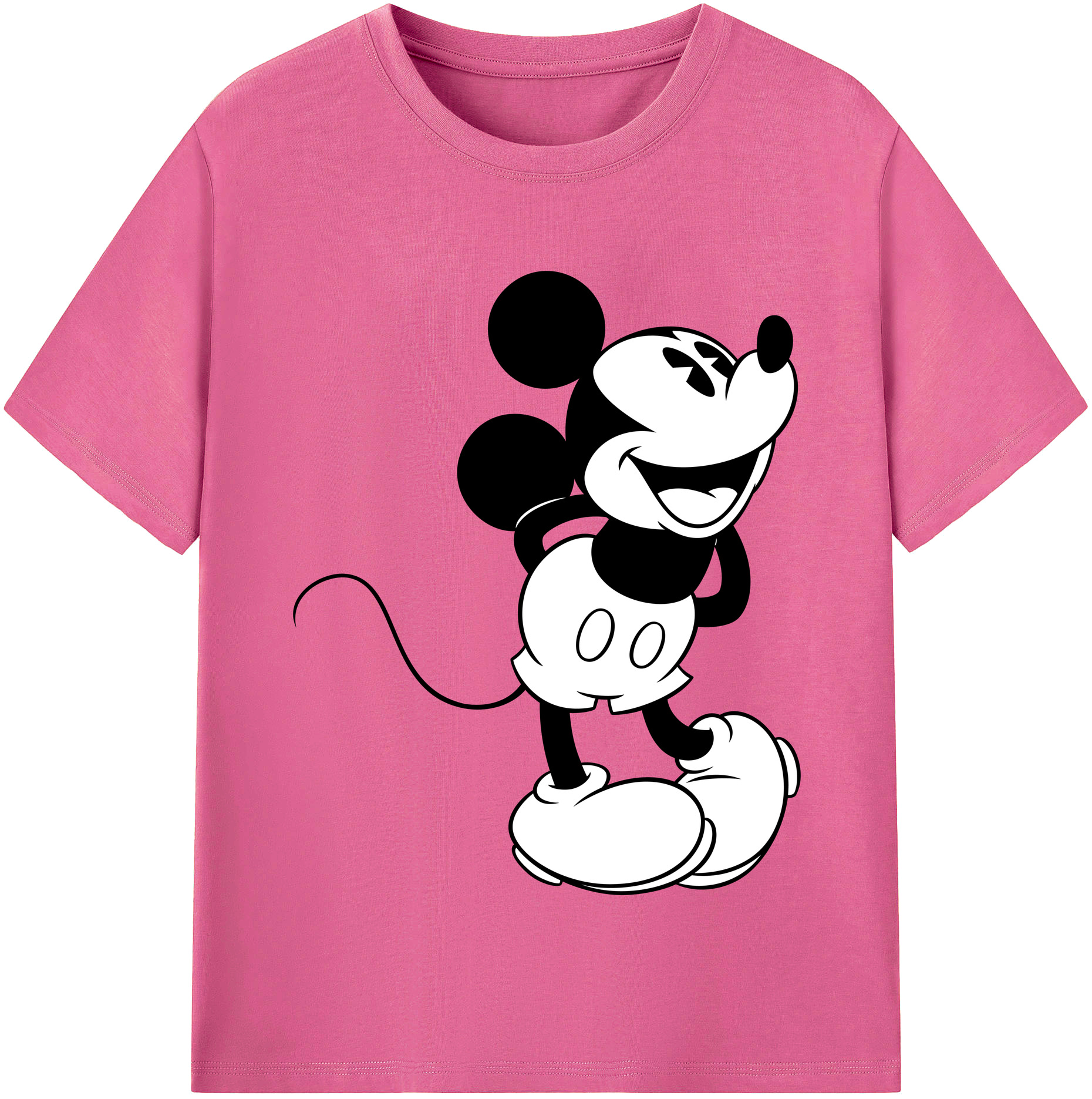 （画像用） ミッキーマウス Mickey Mouse レディースカジュアルプリントTシャツ（綿100％）