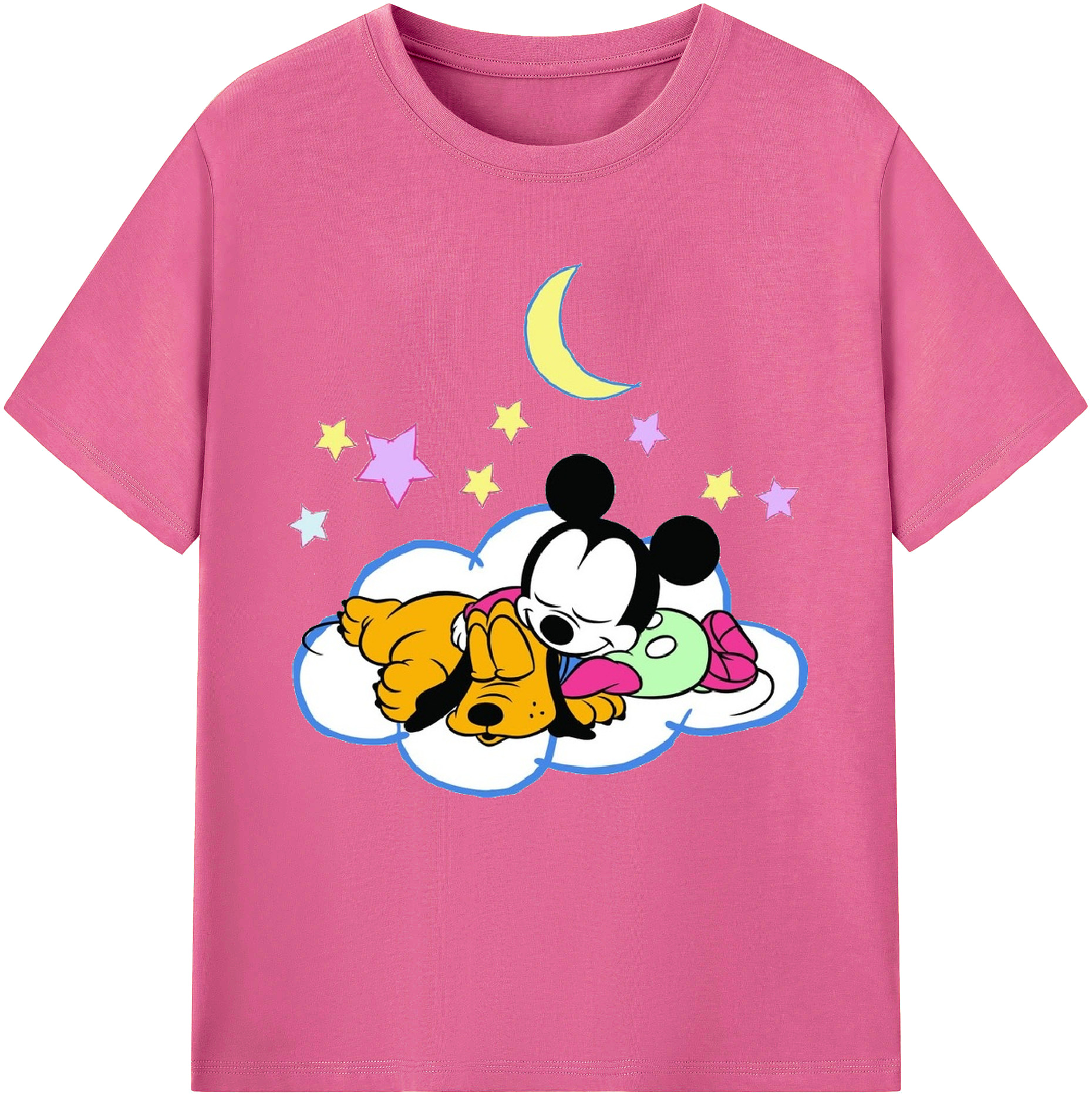 （画像用） ミッキーマウス Mickey Mouse レディースカジュアルプリントTシャツ（綿100％）