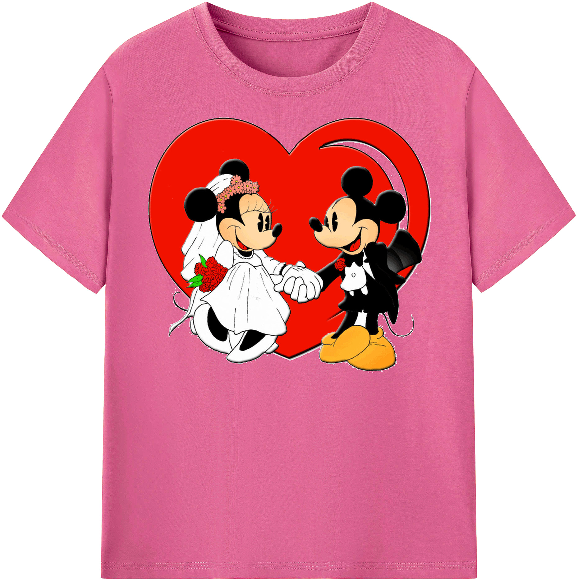 （画像用） ミッキーマウス Mickey Mouse レディースカジュアルプリントTシャツ（綿100％）