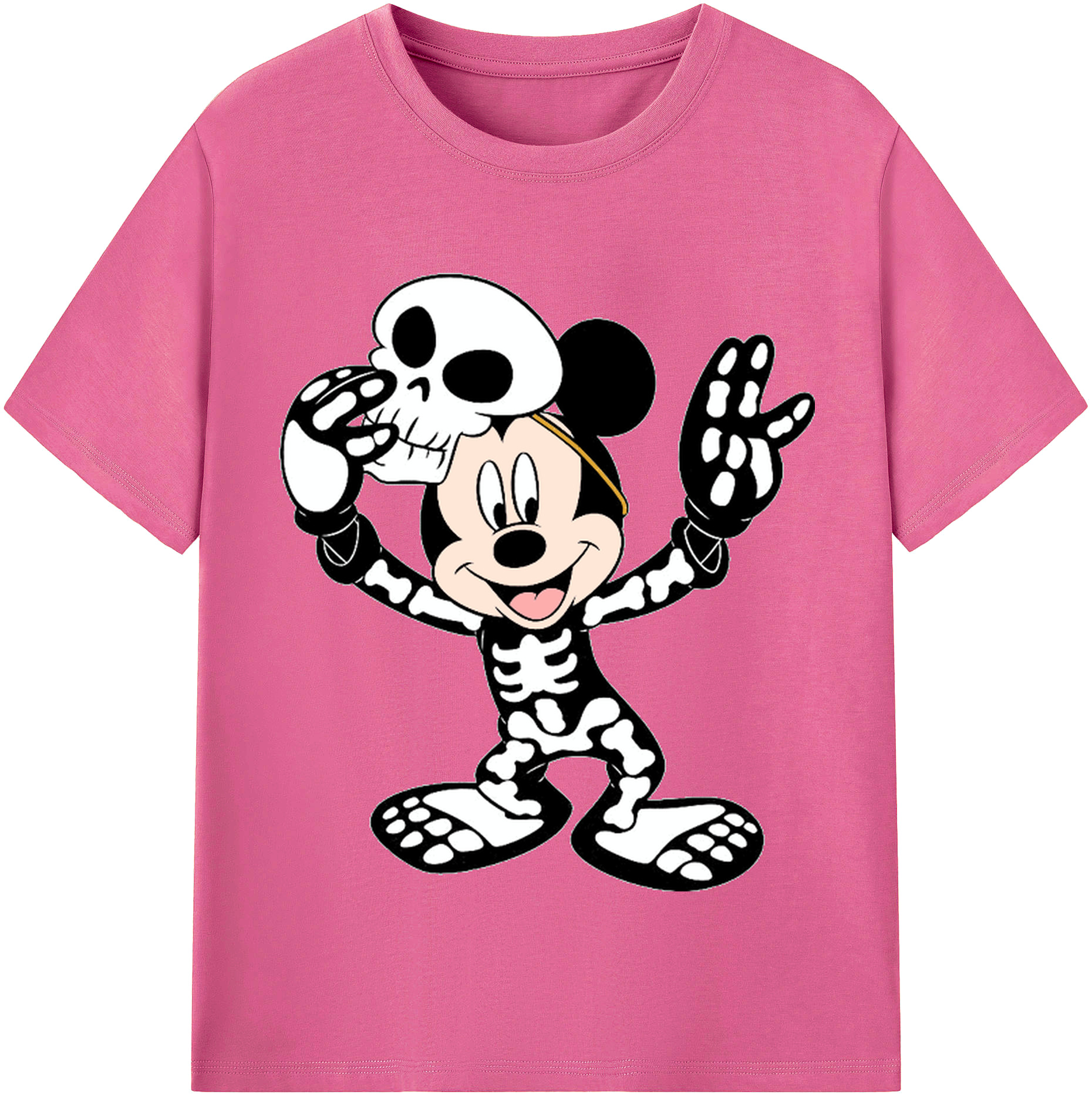 （画像用） ミッキーマウス Mickey Mouse レディースカジュアルプリントTシャツ（綿100％）
