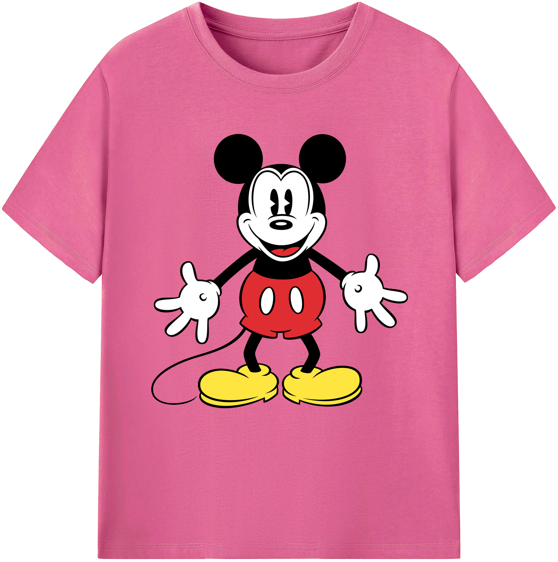（画像用） ミッキーマウス Mickey Mouse レディースカジュアルプリントTシャツ（綿100％）