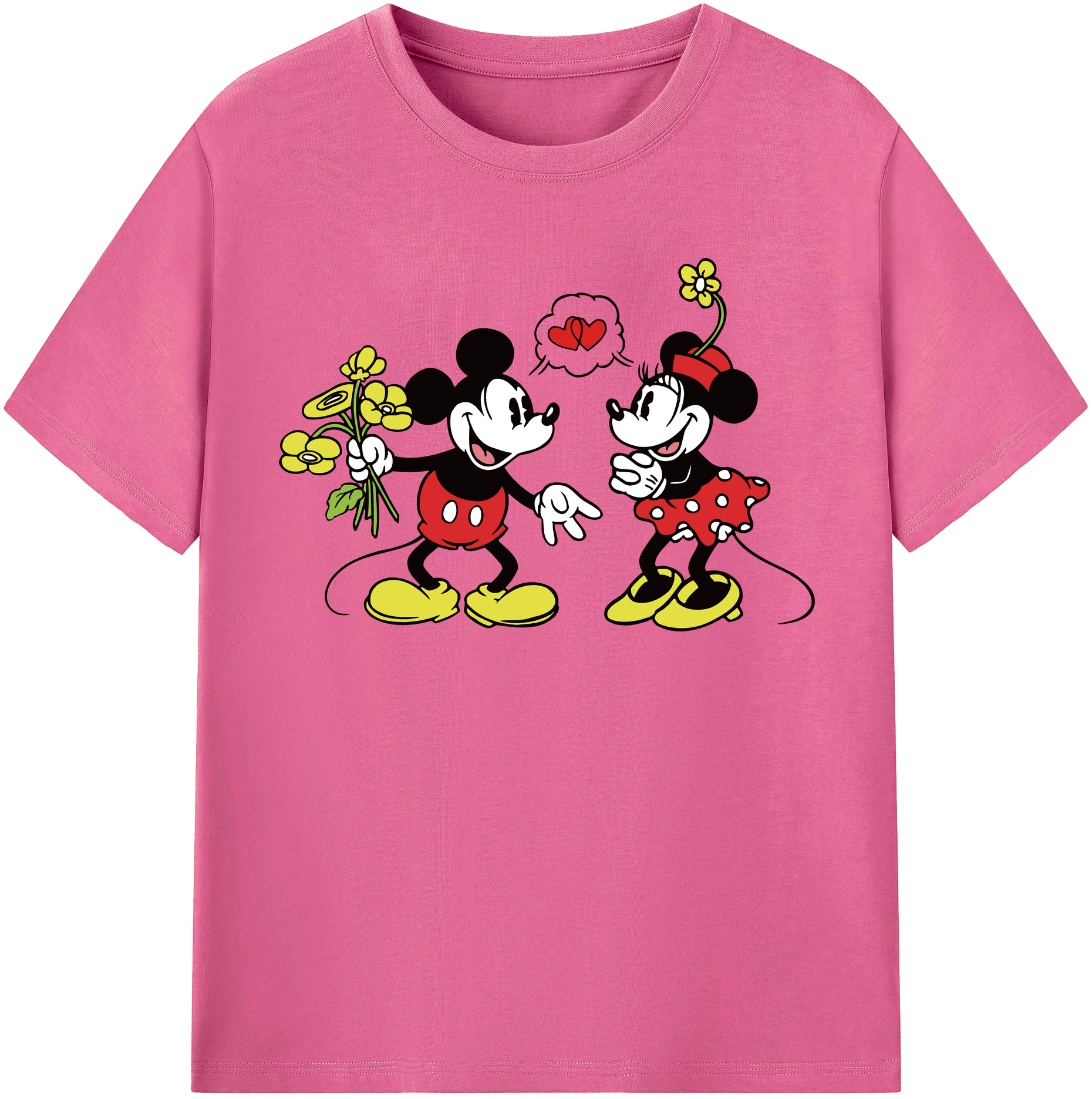 （画像用） ミッキーマウス Mickey Mouse レディースカジュアルプリントTシャツ（綿100％）