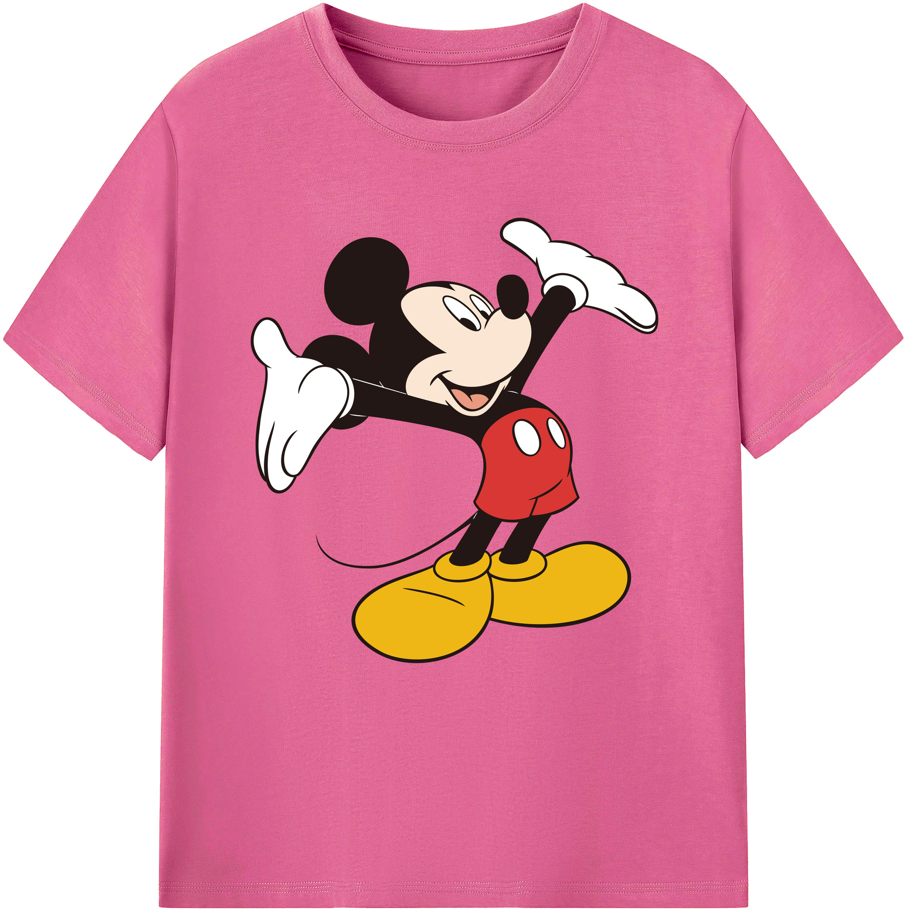 （画像用） ミッキーマウス Mickey Mouse レディースカジュアルプリントTシャツ（綿100％）