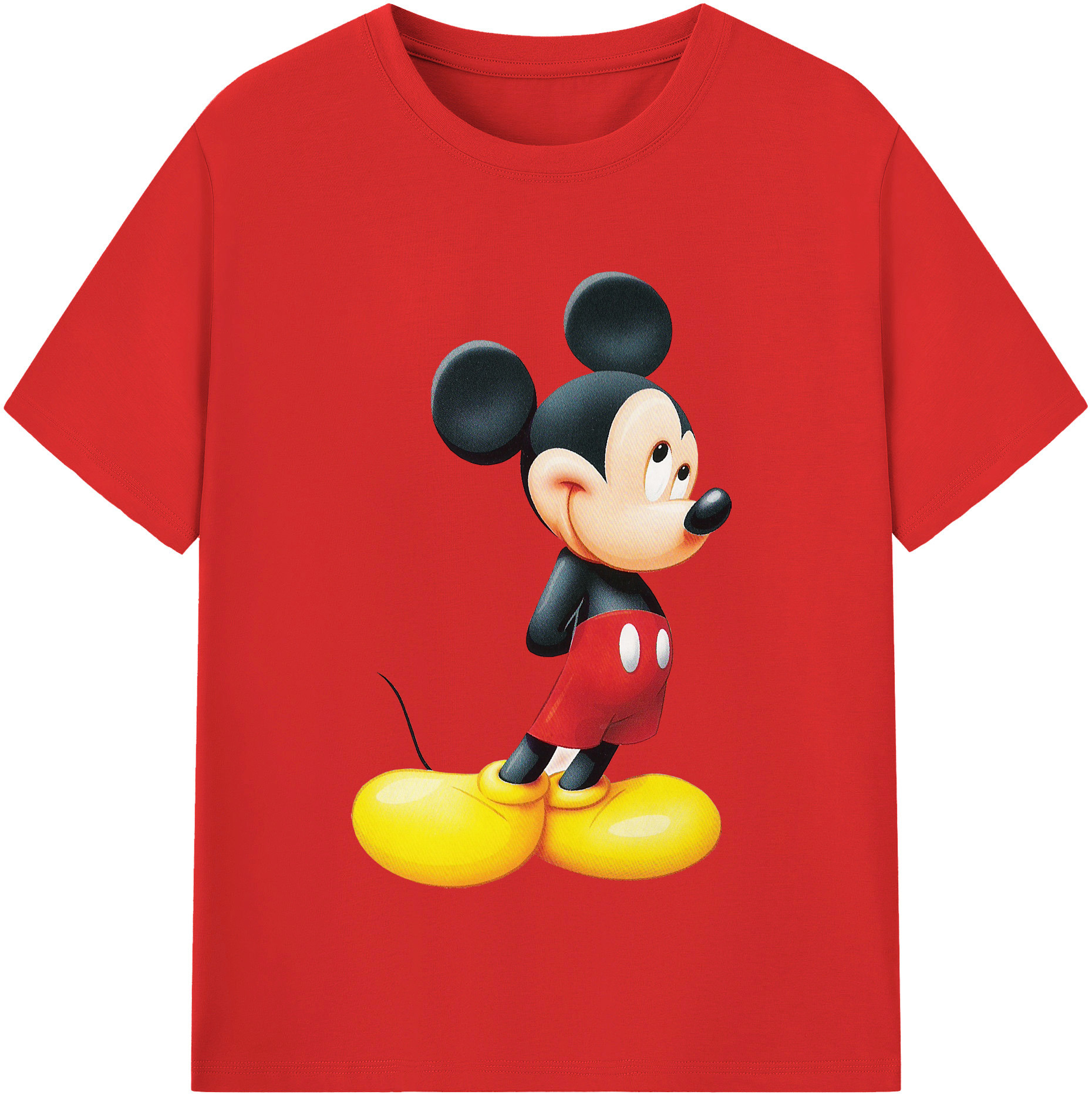 （画像用） ミッキーマウス Mickey Mouse レディースカジュアルプリントTシャツ（綿100％）