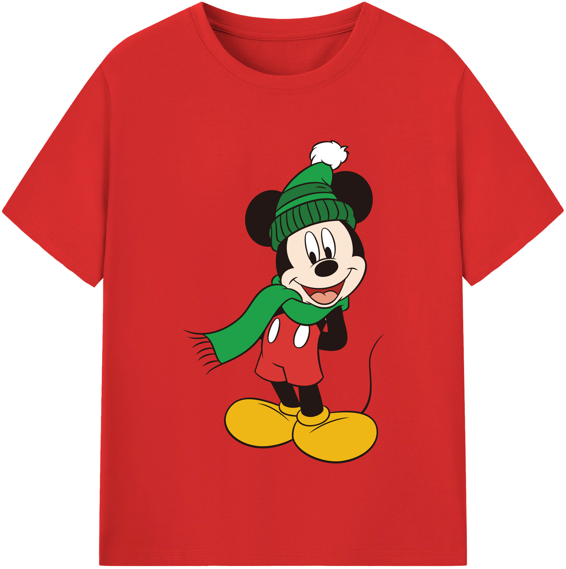 （画像用） ミッキーマウス Mickey Mouse レディースカジュアルプリントTシャツ（綿100％）