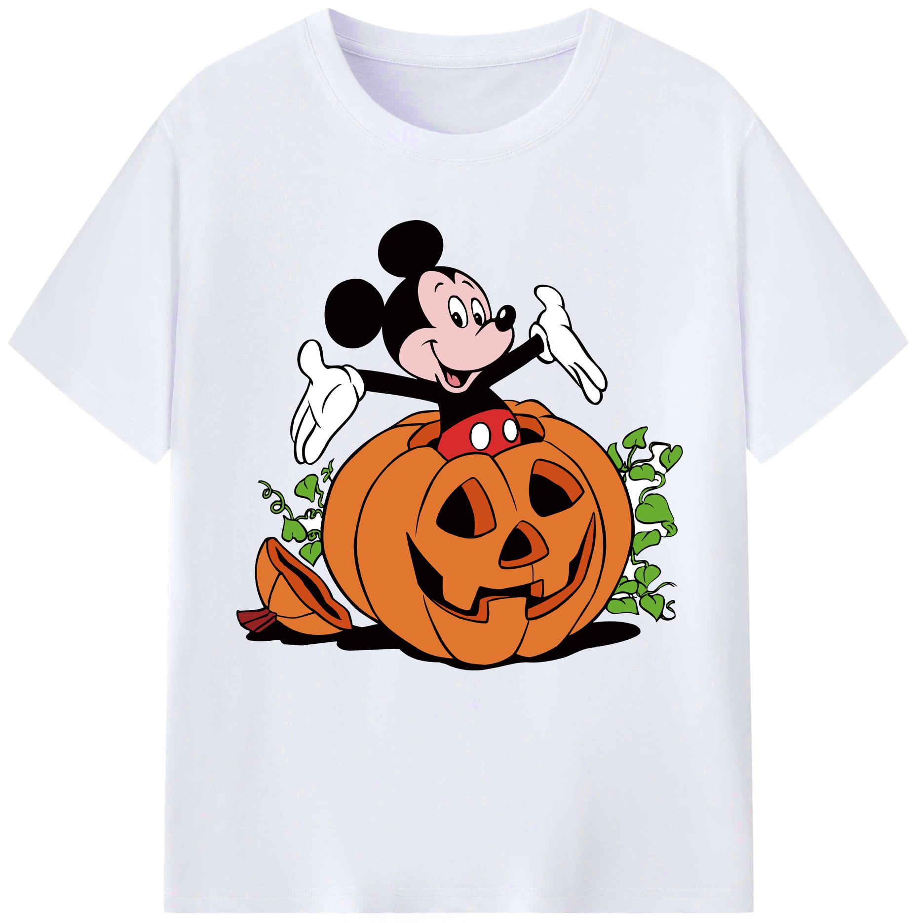 （画像用） ミッキーマウス Mickey Mouse レディースカジュアルプリントTシャツ（綿100％）