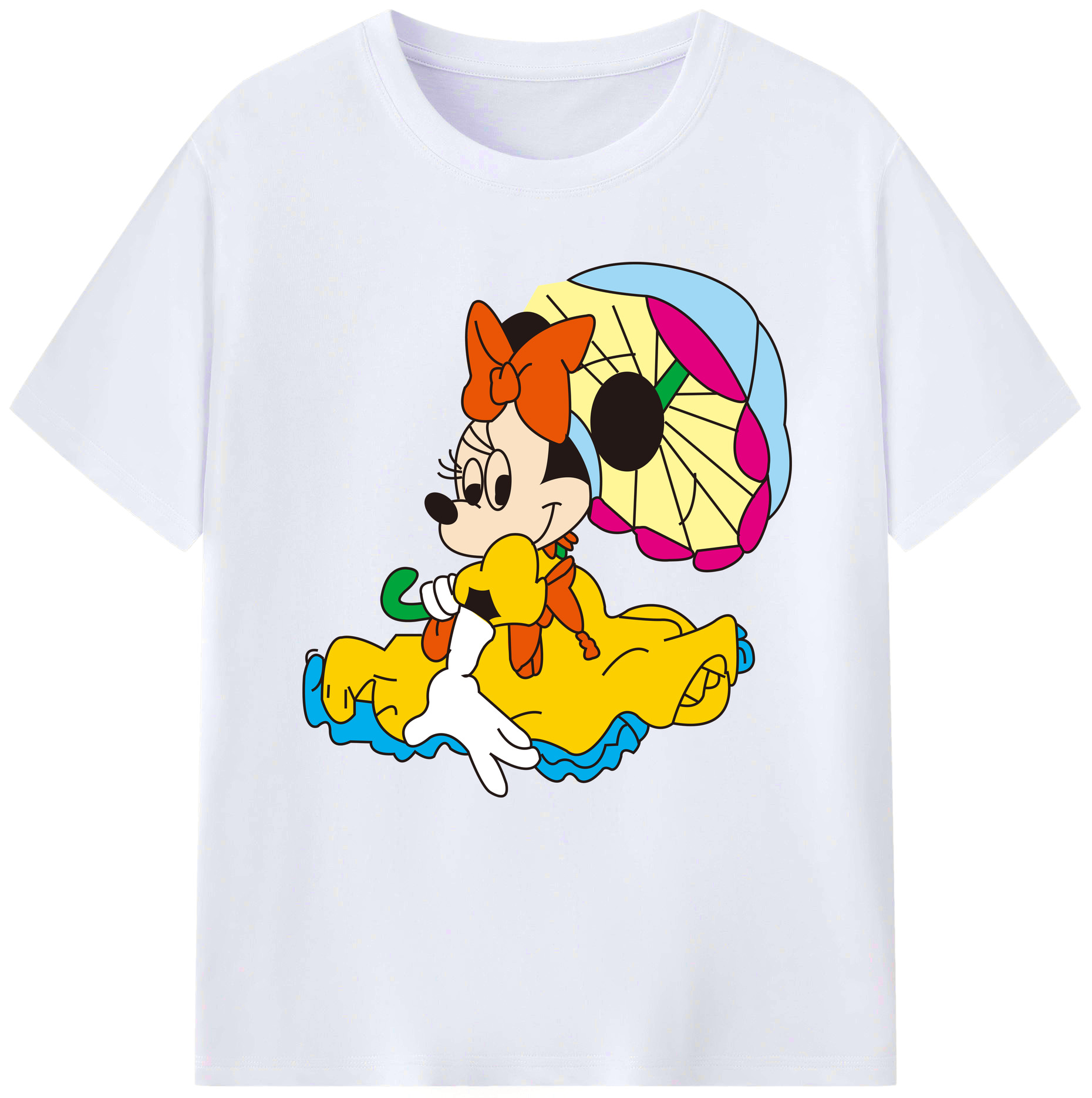 （画像用） ミッキーマウス Mickey Mouse レディースカジュアルプリントTシャツ（綿100％）
