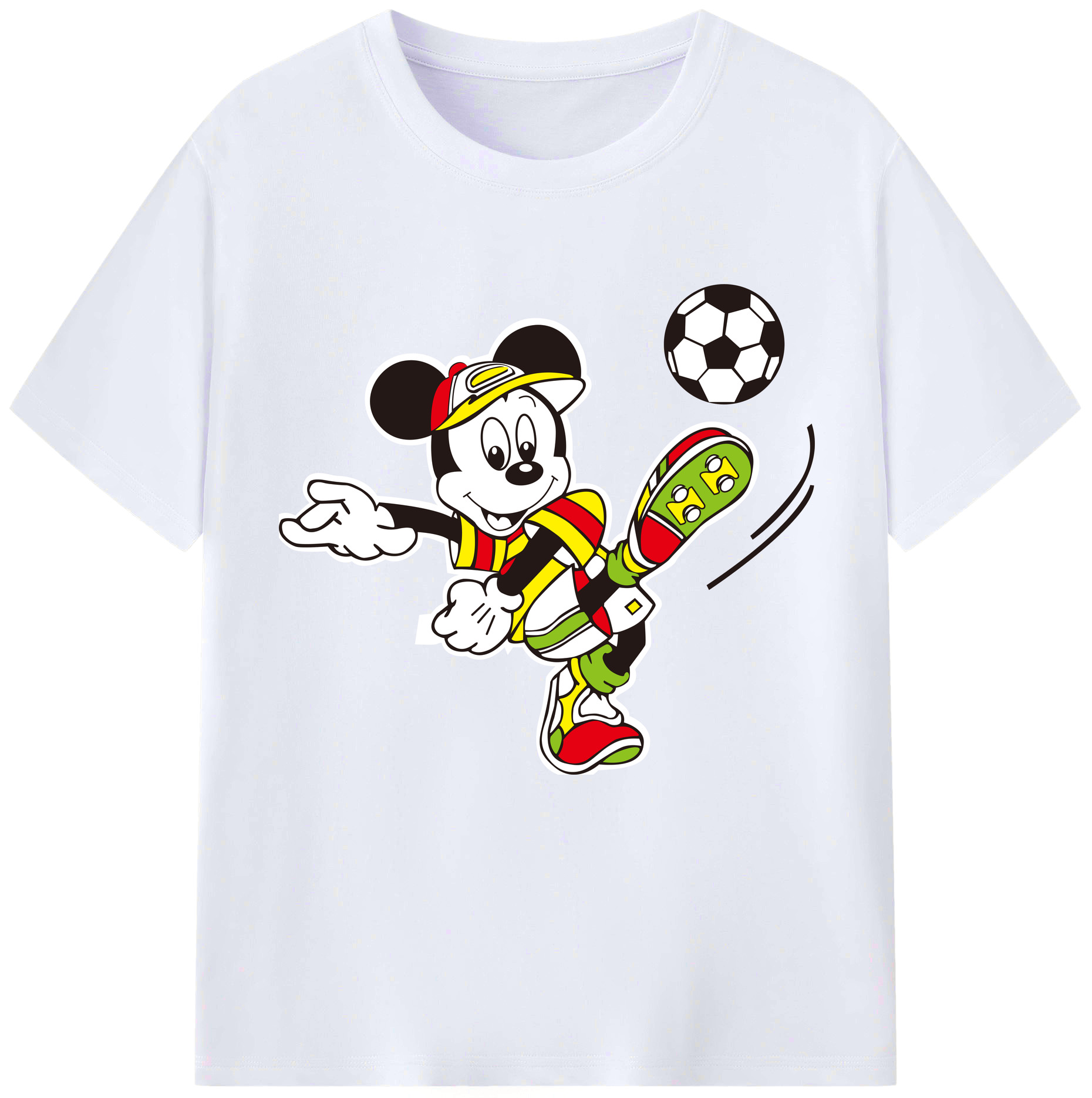 （画像用） ミッキーマウス Mickey Mouse レディースカジュアルプリントTシャツ（綿100％）