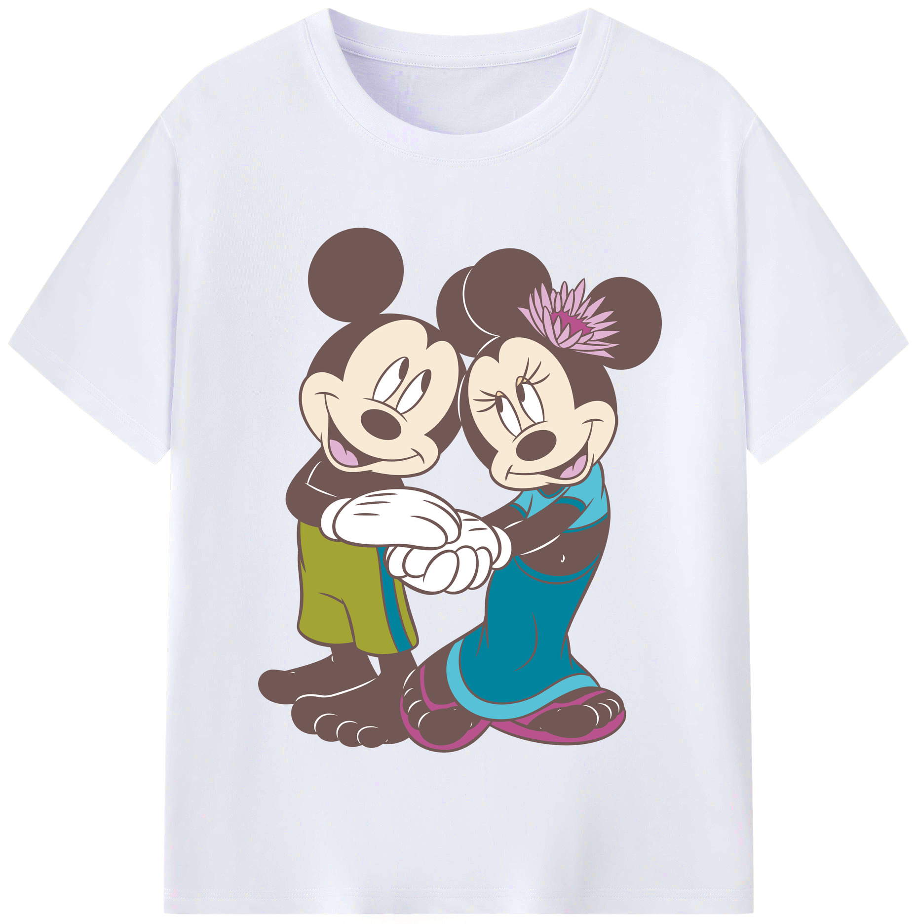 （画像用） ミッキーマウス Mickey Mouse レディースカジュアルプリントTシャツ（綿100％）