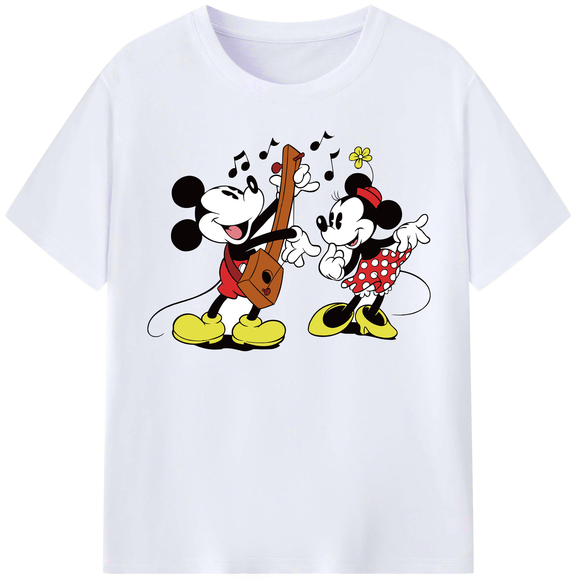 （画像用） ミッキーマウス Mickey Mouse レディースカジュアルプリントTシャツ（綿100％）