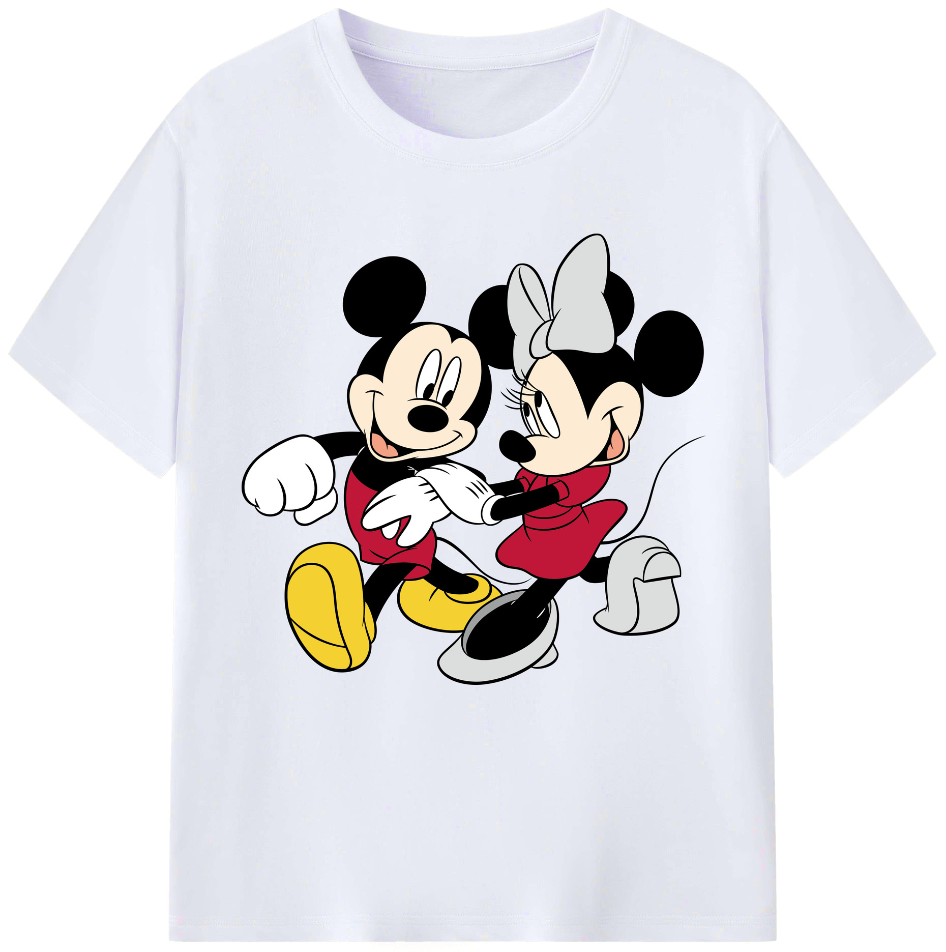（画像用） ミッキーマウス Mickey Mouse レディースカジュアルプリントTシャツ（綿100％）