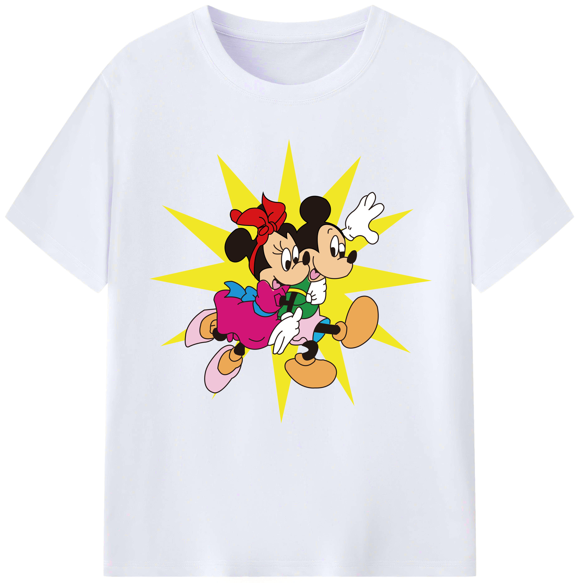 （画像用） ミッキーマウス Mickey Mouse レディースカジュアルプリントTシャツ（綿100％）
