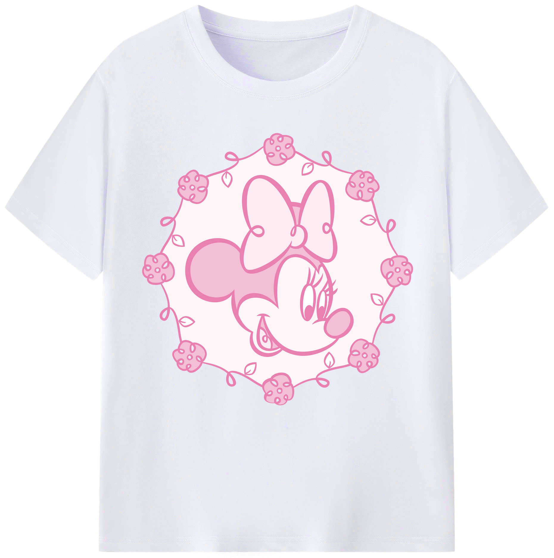 （画像用） ミッキーマウス Mickey Mouse レディースカジュアルプリントTシャツ（綿100％）