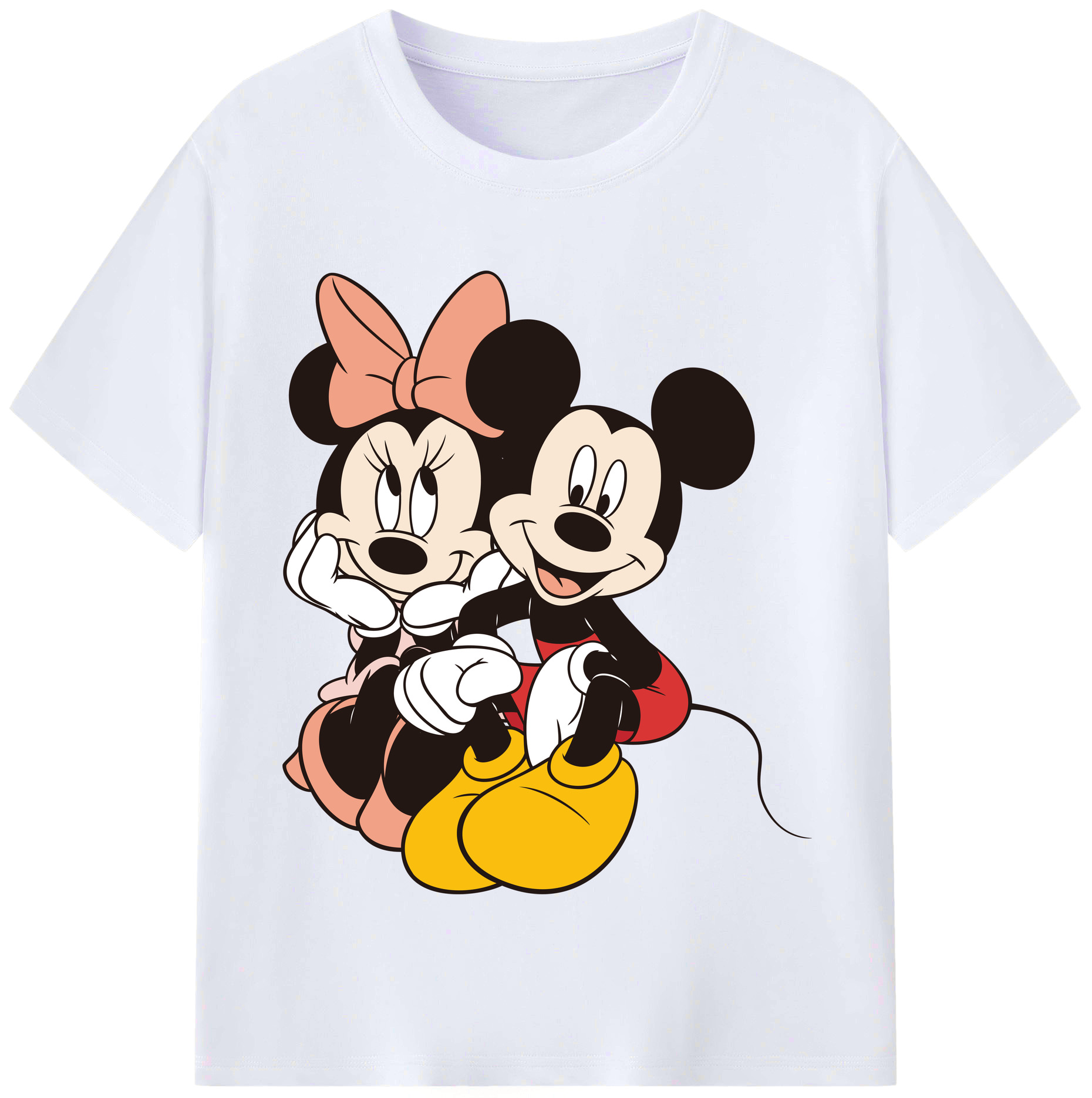 （画像用） ミッキーマウス Mickey Mouse レディースカジュアルプリントTシャツ（綿100％）