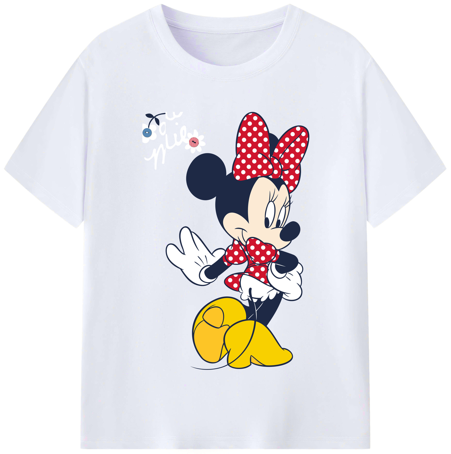 （画像用） ミッキーマウス Mickey Mouse レディースカジュアルプリントTシャツ（綿100％）