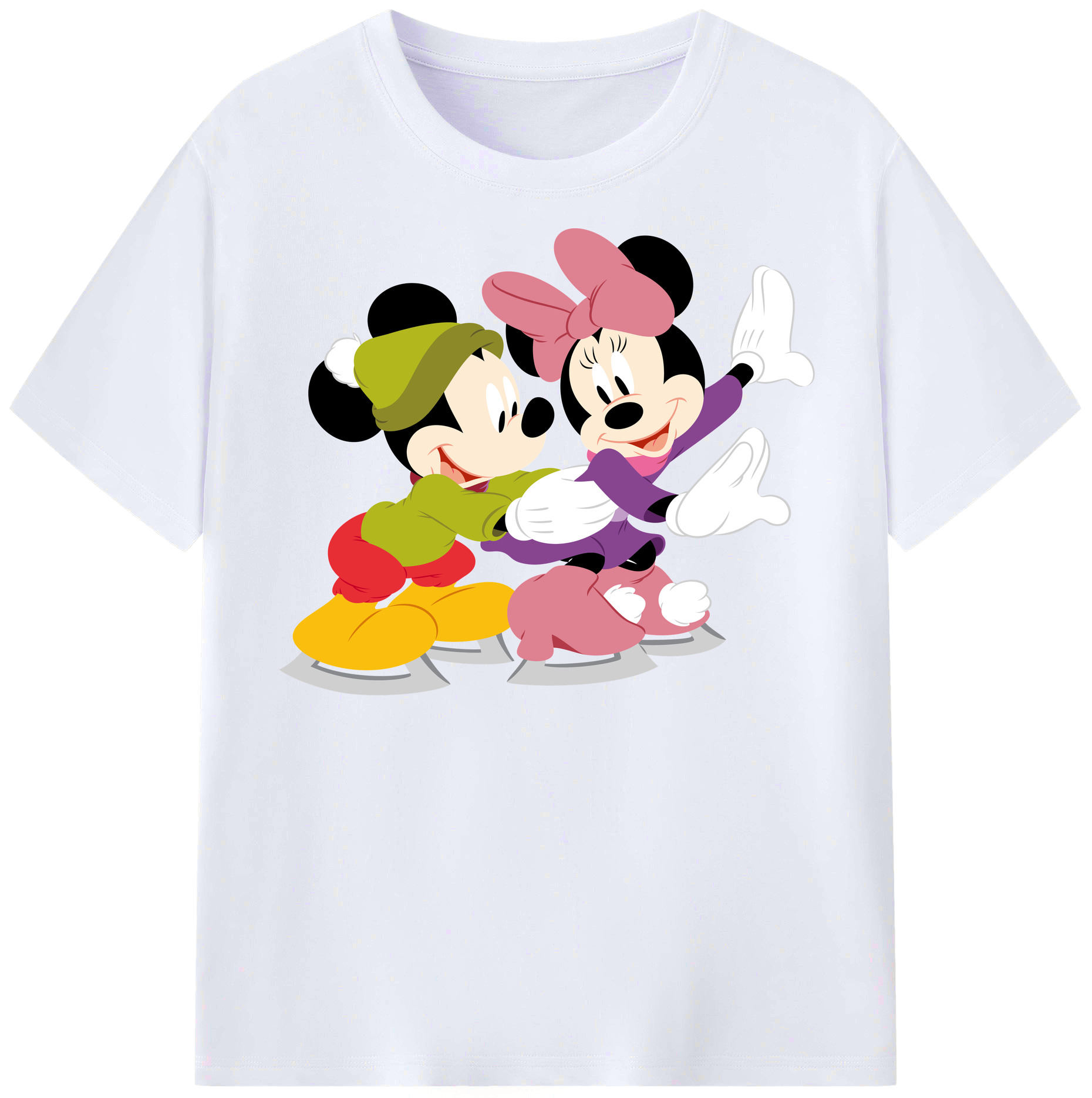 （画像用） ミッキーマウス Mickey Mouse レディースカジュアルプリントTシャツ（綿100％）