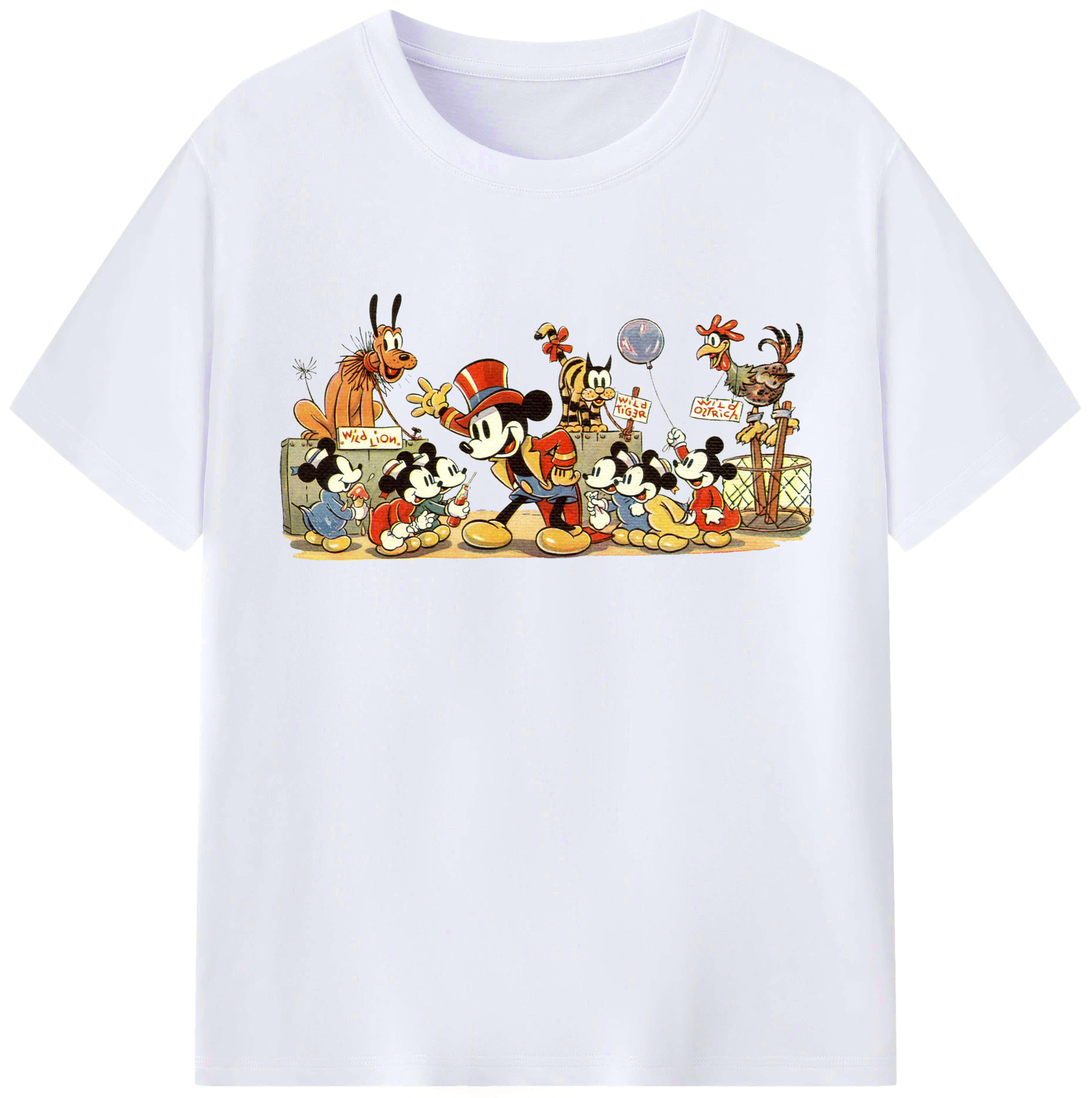 （画像用） ミッキーマウス Mickey Mouse レディースカジュアルプリントTシャツ（綿100％）