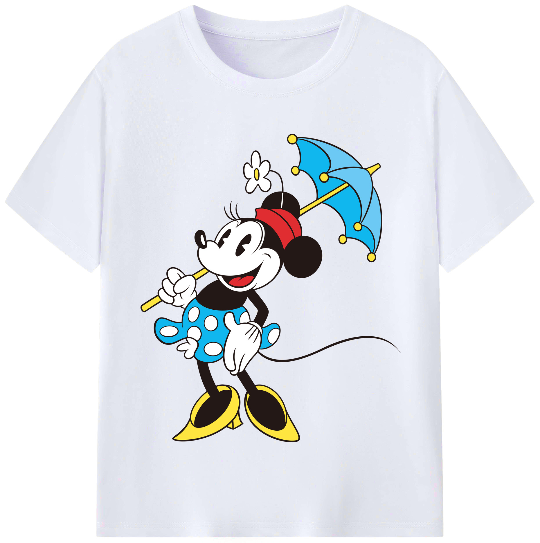 （画像用） ミッキーマウス Mickey Mouse レディースカジュアルプリントTシャツ（綿100％）