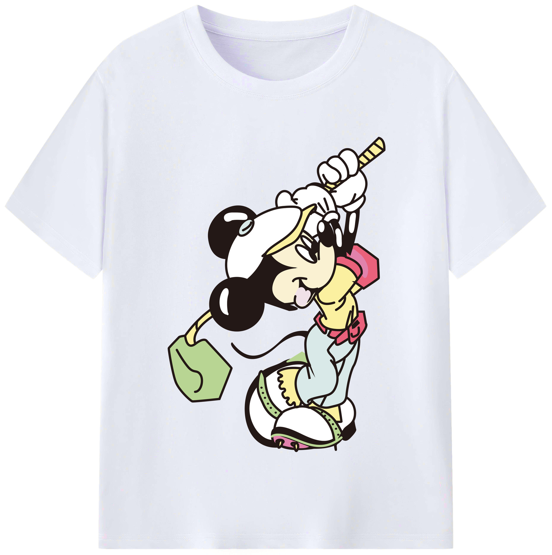 （画像用） ミッキーマウス Mickey Mouse レディースカジュアルプリントTシャツ（綿100％）