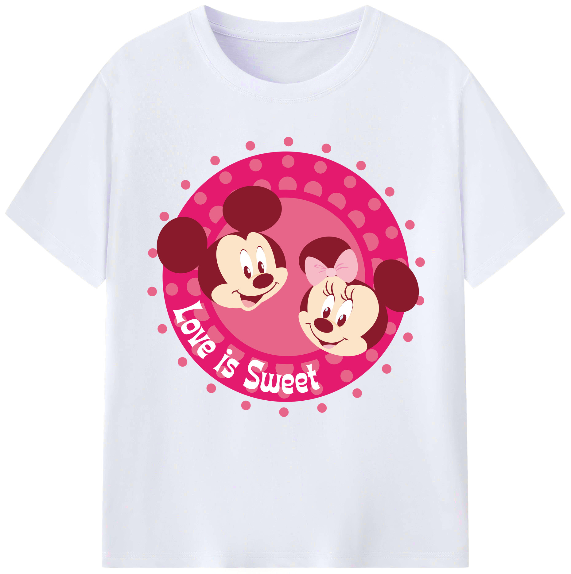 （画像用） ミッキーマウス Mickey Mouse レディースカジュアルプリントTシャツ（綿100％）