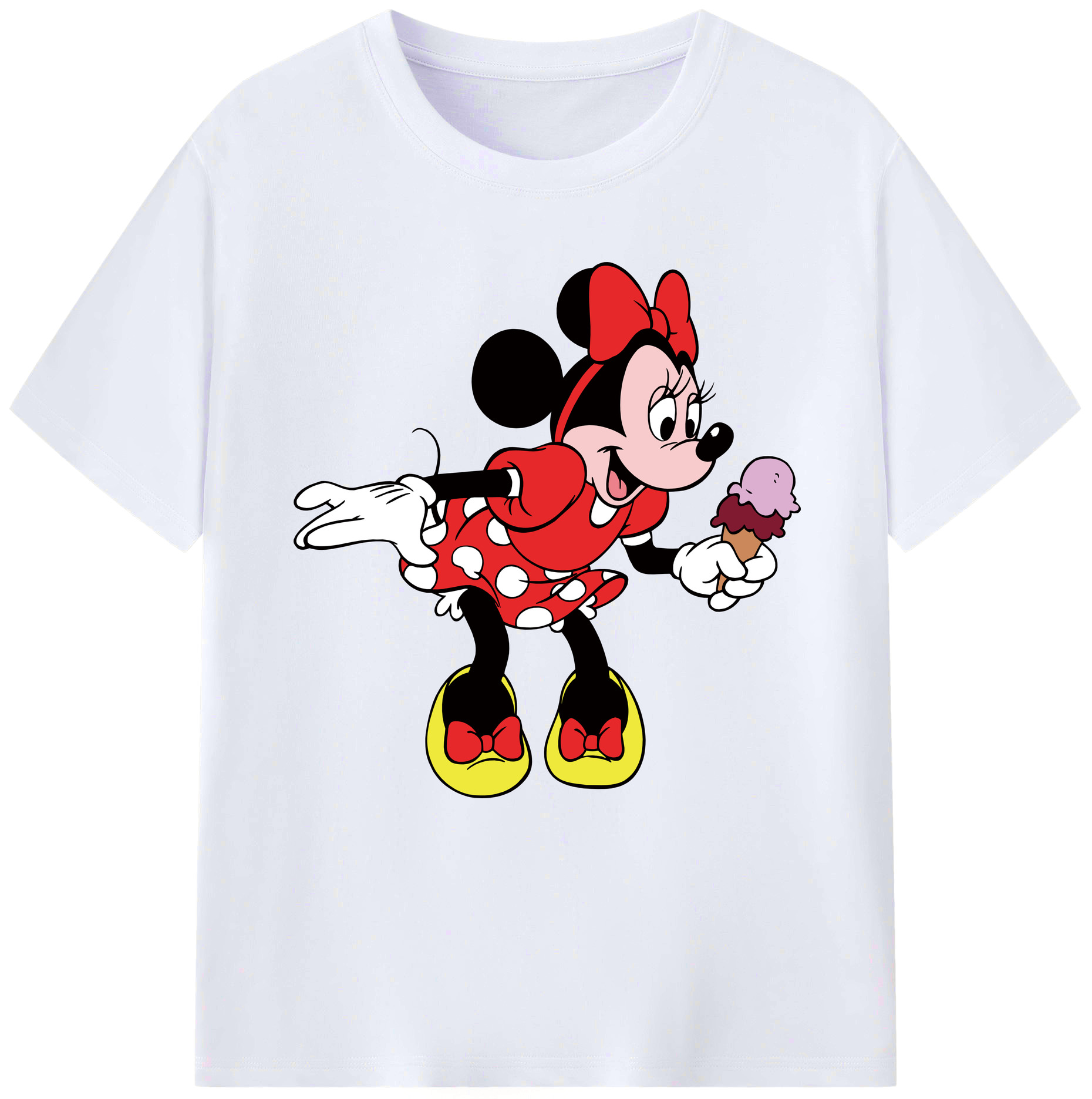 （画像用） ミッキーマウス Mickey Mouse レディースカジュアルプリントTシャツ（綿100％）